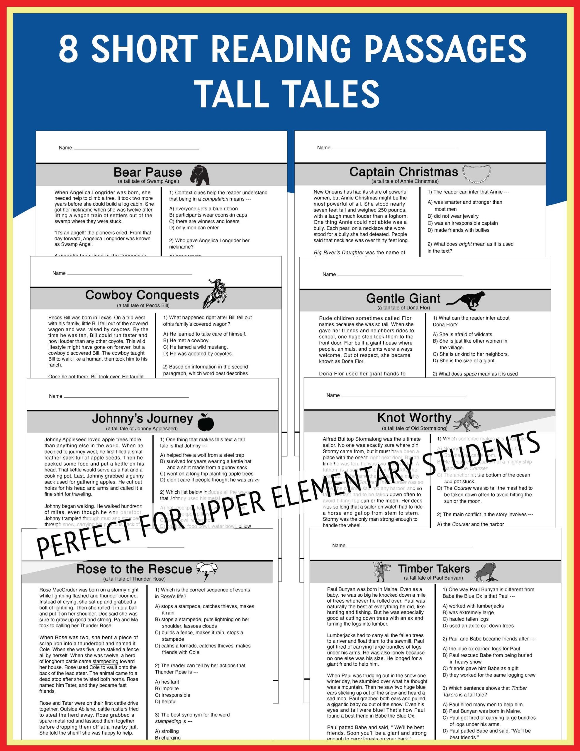 Free Printables About Tall Tales And Fables Worksheets Library