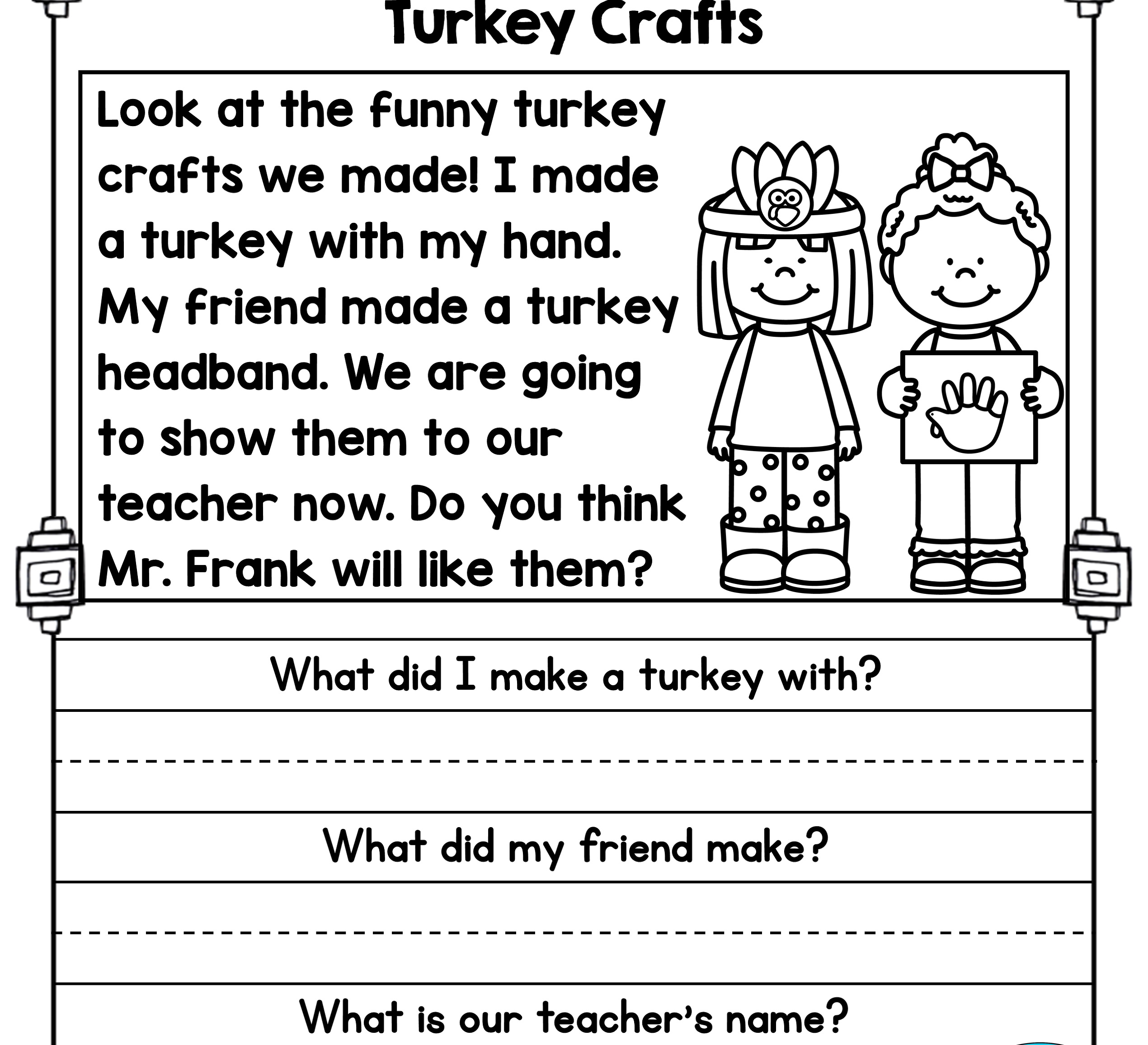 Picture Reading Comprehension Worksheets