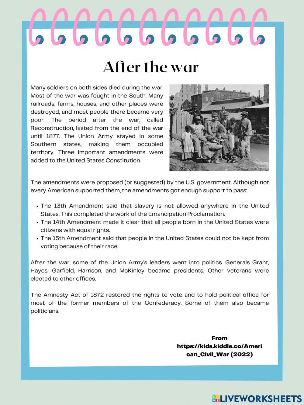 Free Reconstruction After The Civil War Worksheet Download Free Reconstruction After The Civil War Worksheet Png Images Free Worksheets On Clipart Library