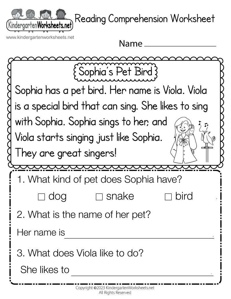 Free Simple Comprehension Worksheet Download Free Simple 