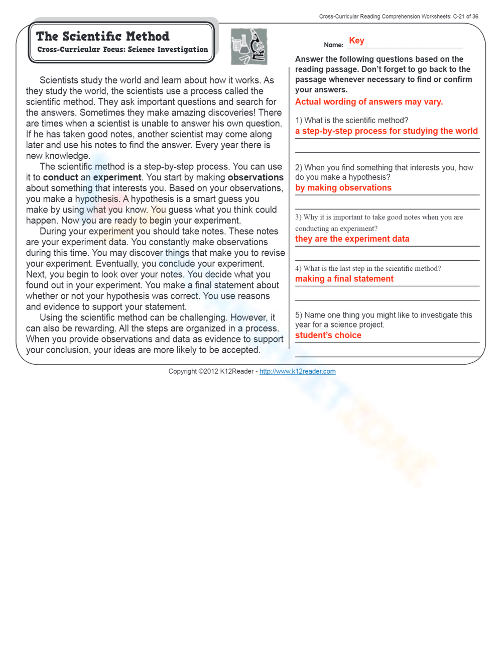 Grade 3 Scientific Method Worksheets 2025