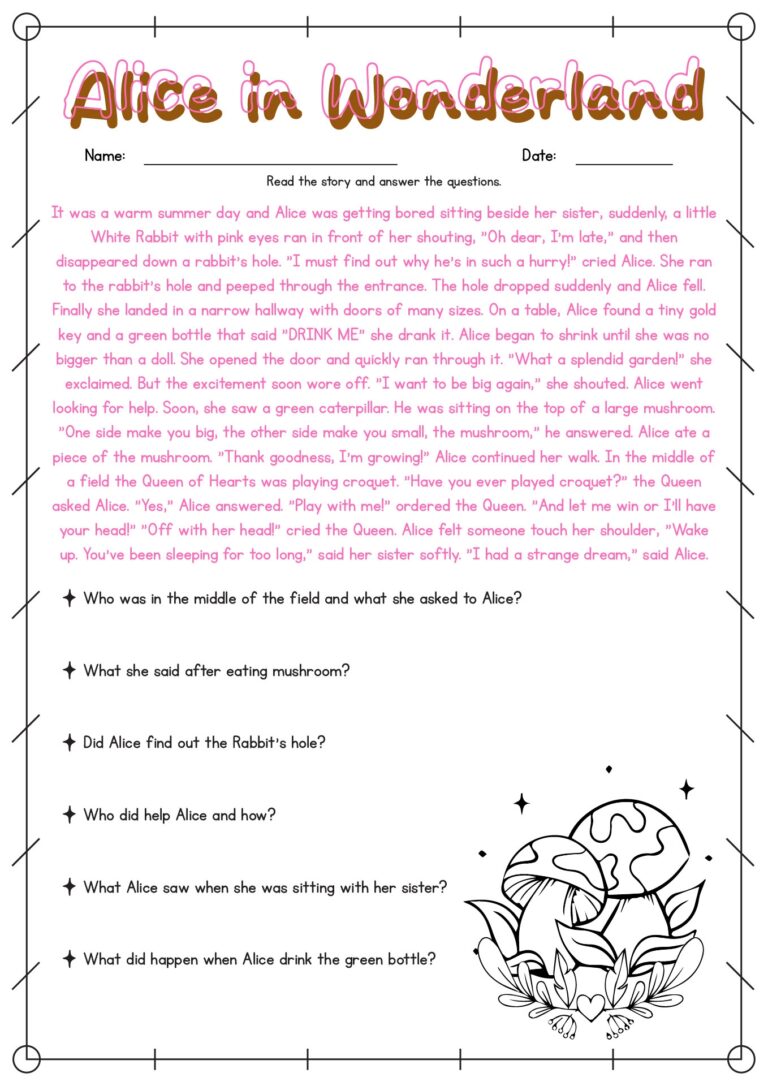 Grade 4 Reading Comprehension Free English Worksheets Worksheets Library