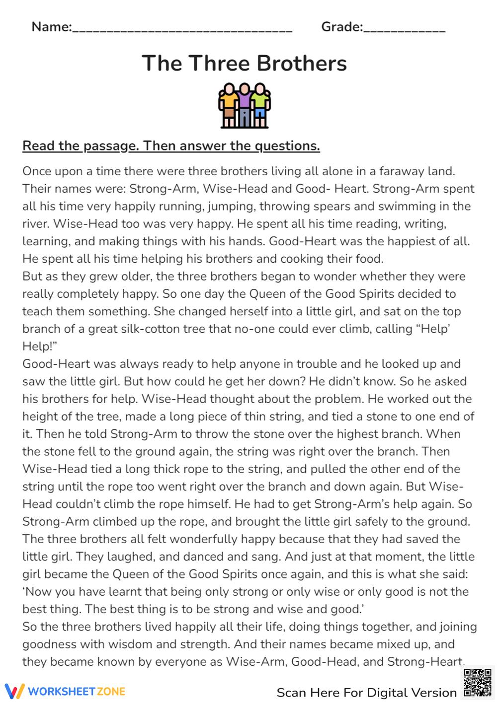 Reading Comprehension Free Worksheets 7th Grade