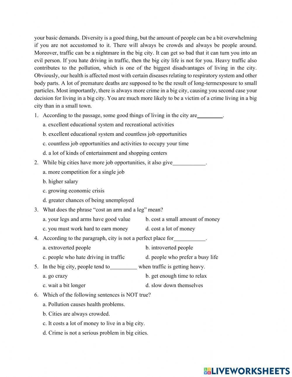 9th Grade Reading Comprehension Worksheets