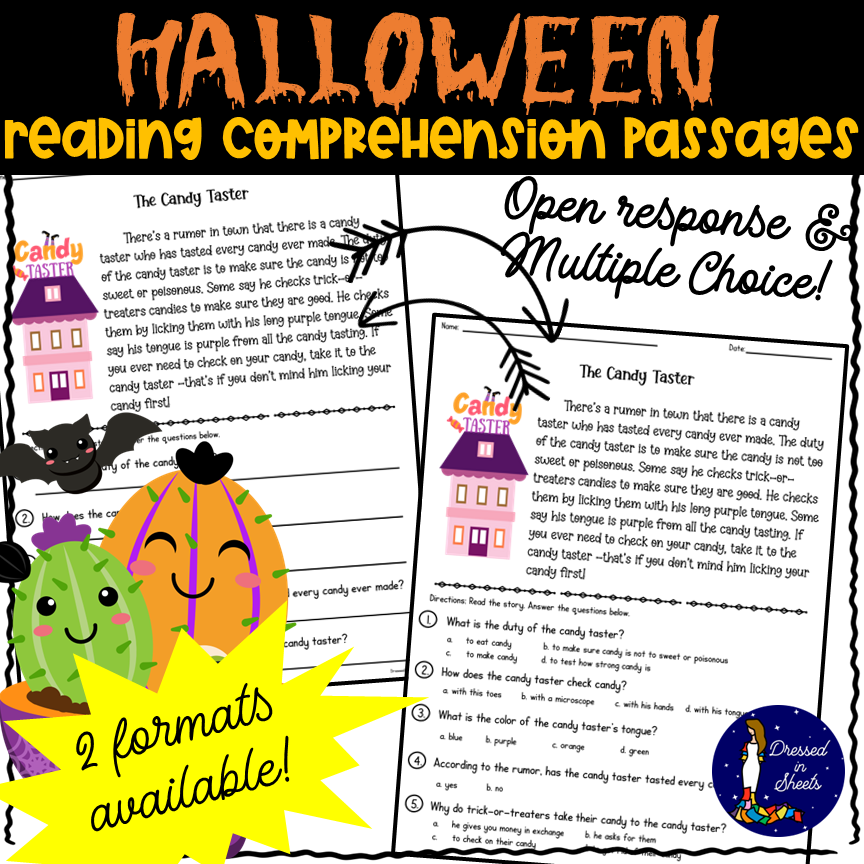 Halloween Worksheets Reading Comprehension