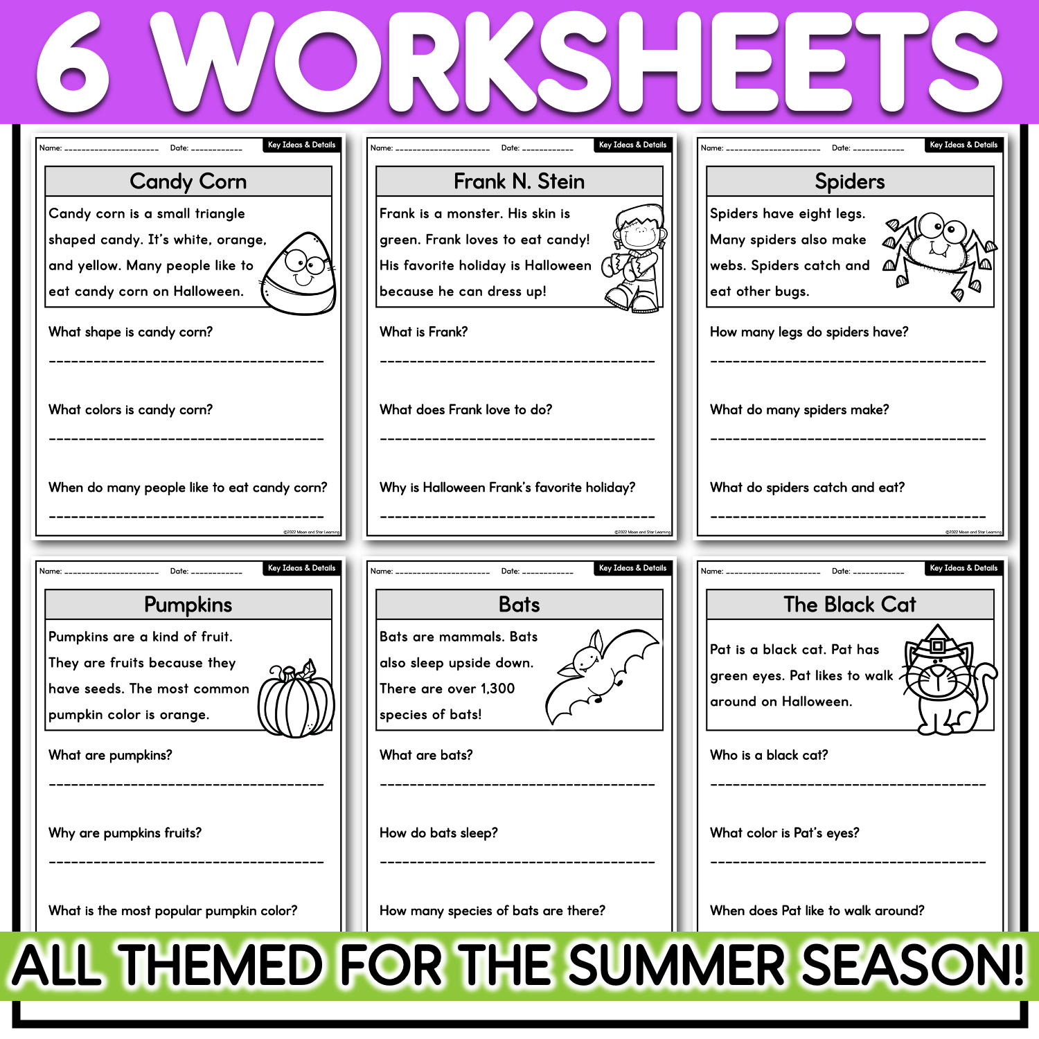 Reading Comprehension Worksheets Halloween
