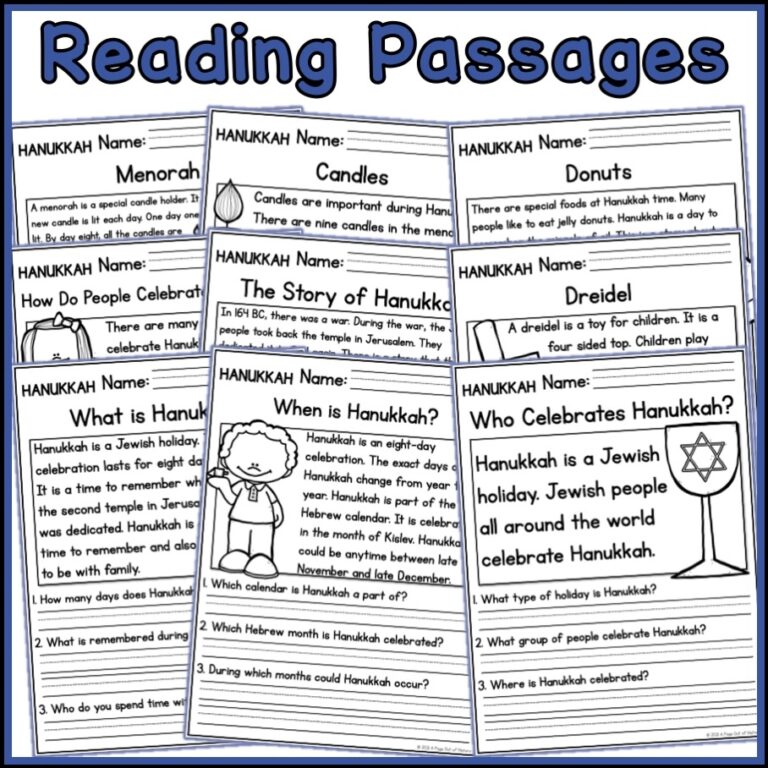 Hanukkah Holidays Reading Comprehension Passages K 2 Worksheets Library
