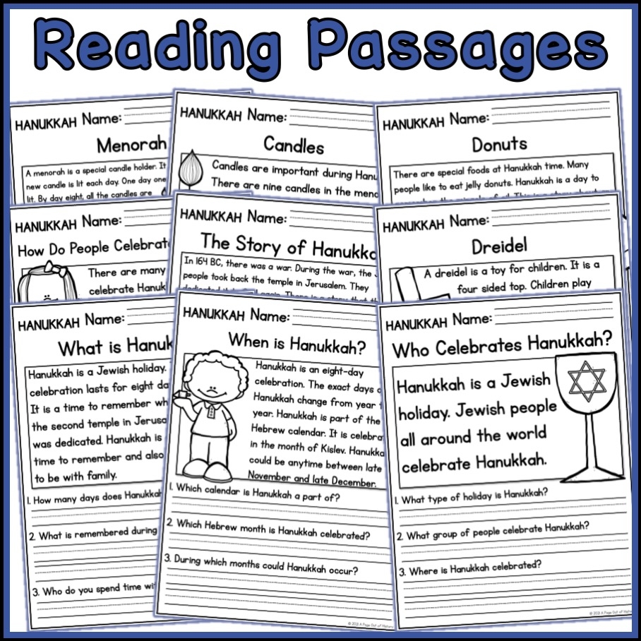 Hanukkah Holidays Reading Comprehension Passages K 2 Worksheets Library
