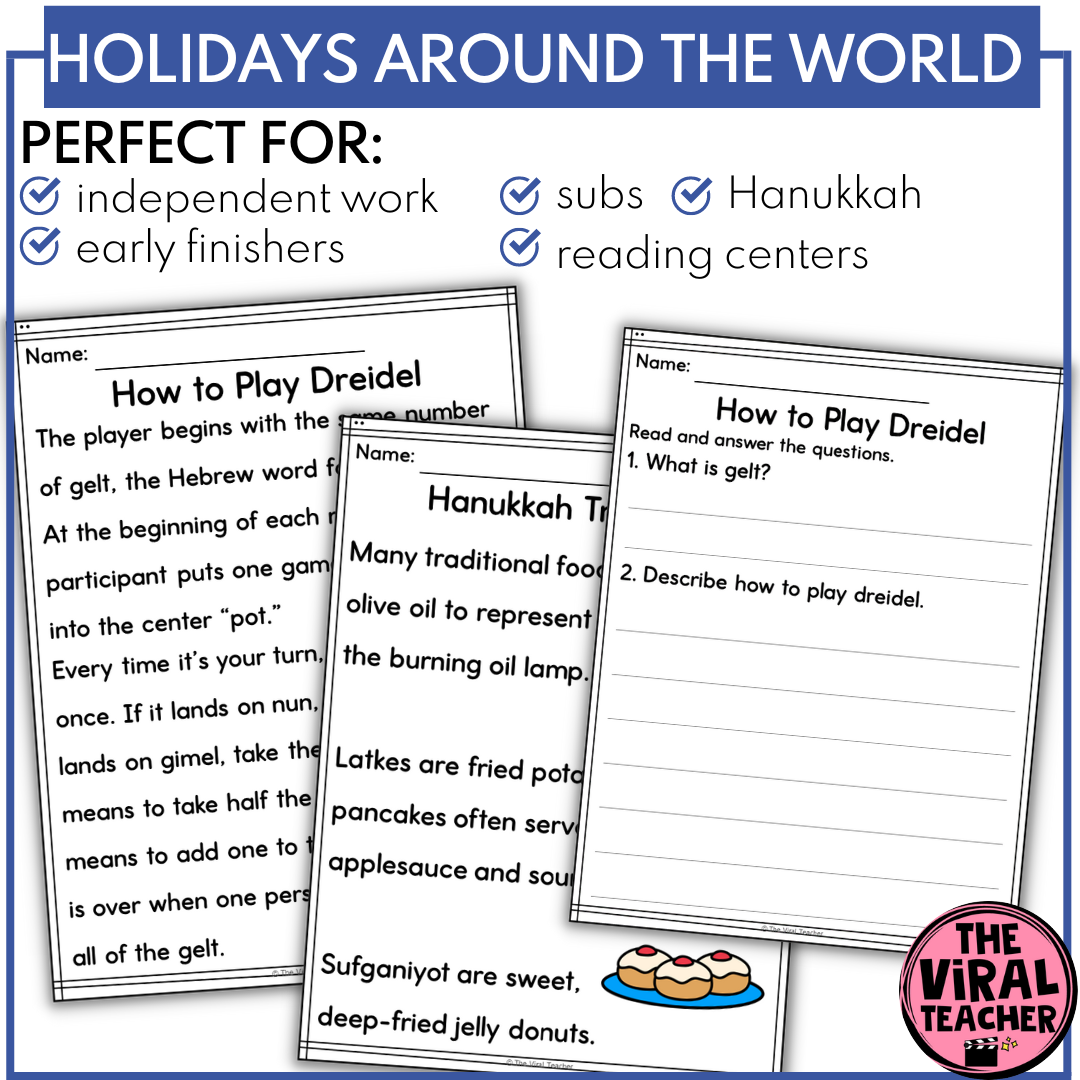 Hanukkah Reading Comprehension Worksheets And Google Slides Activity Made By Teachers