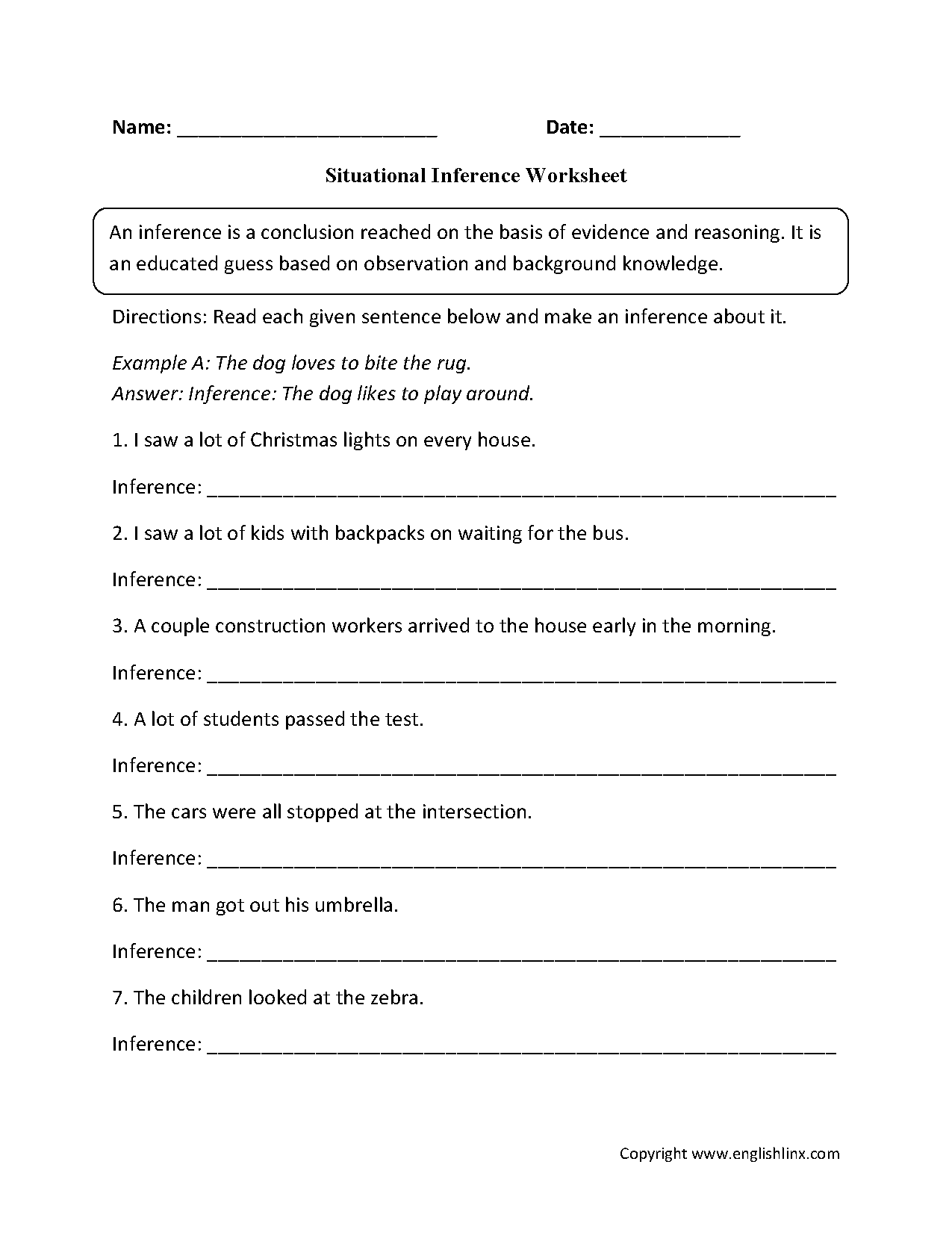 Inferential Reading Comprehension Worksheets