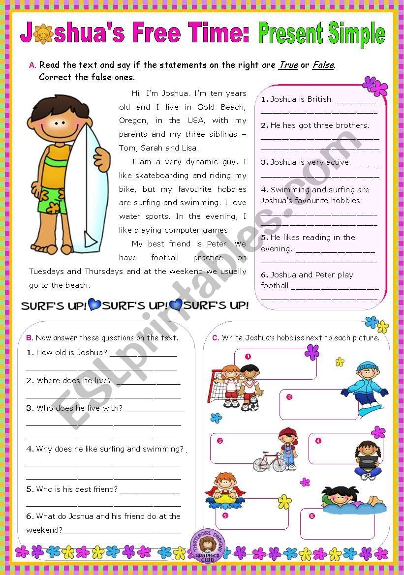 Free Esl Reading Comprehension Worksheets