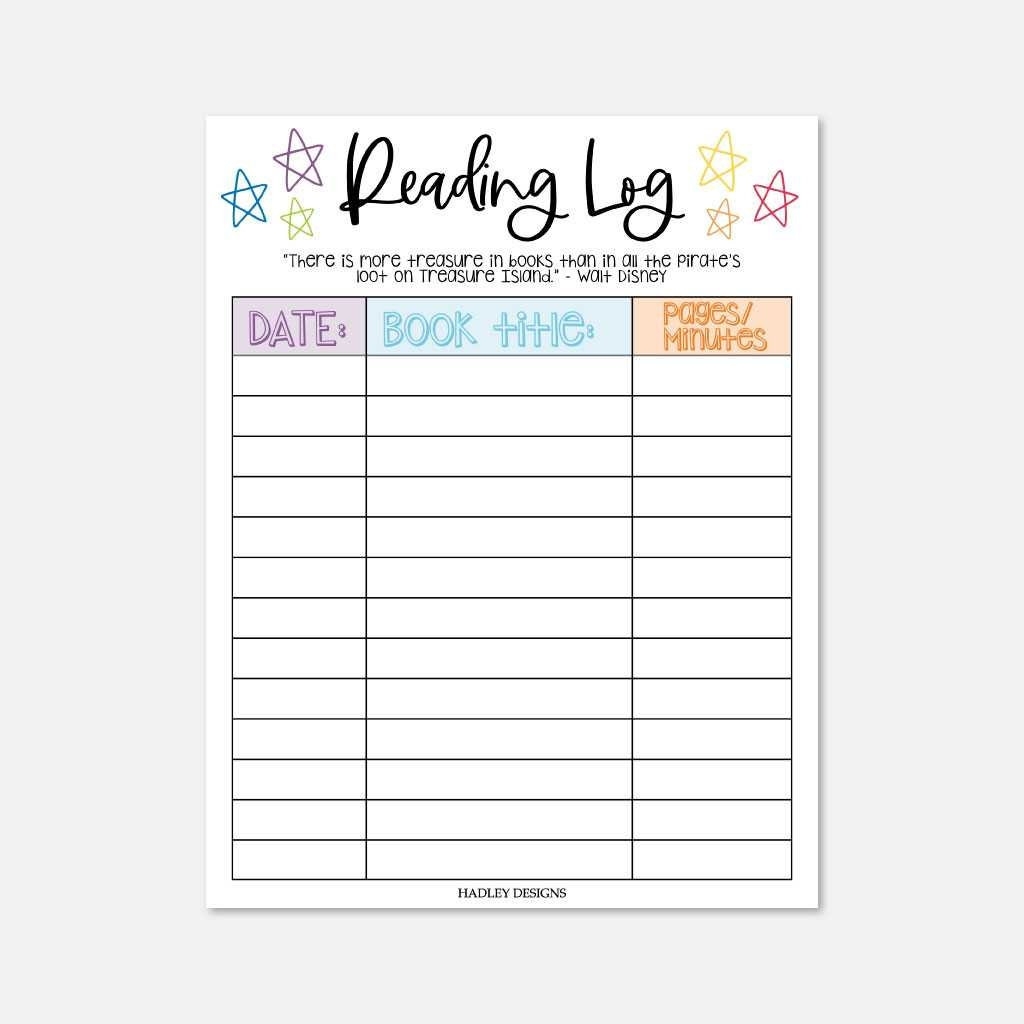 Kids Reading Log Printable Printable Reading Log For Kids Reading Log Journal Kids Printable Reading Journal For Kids Reading Incentive