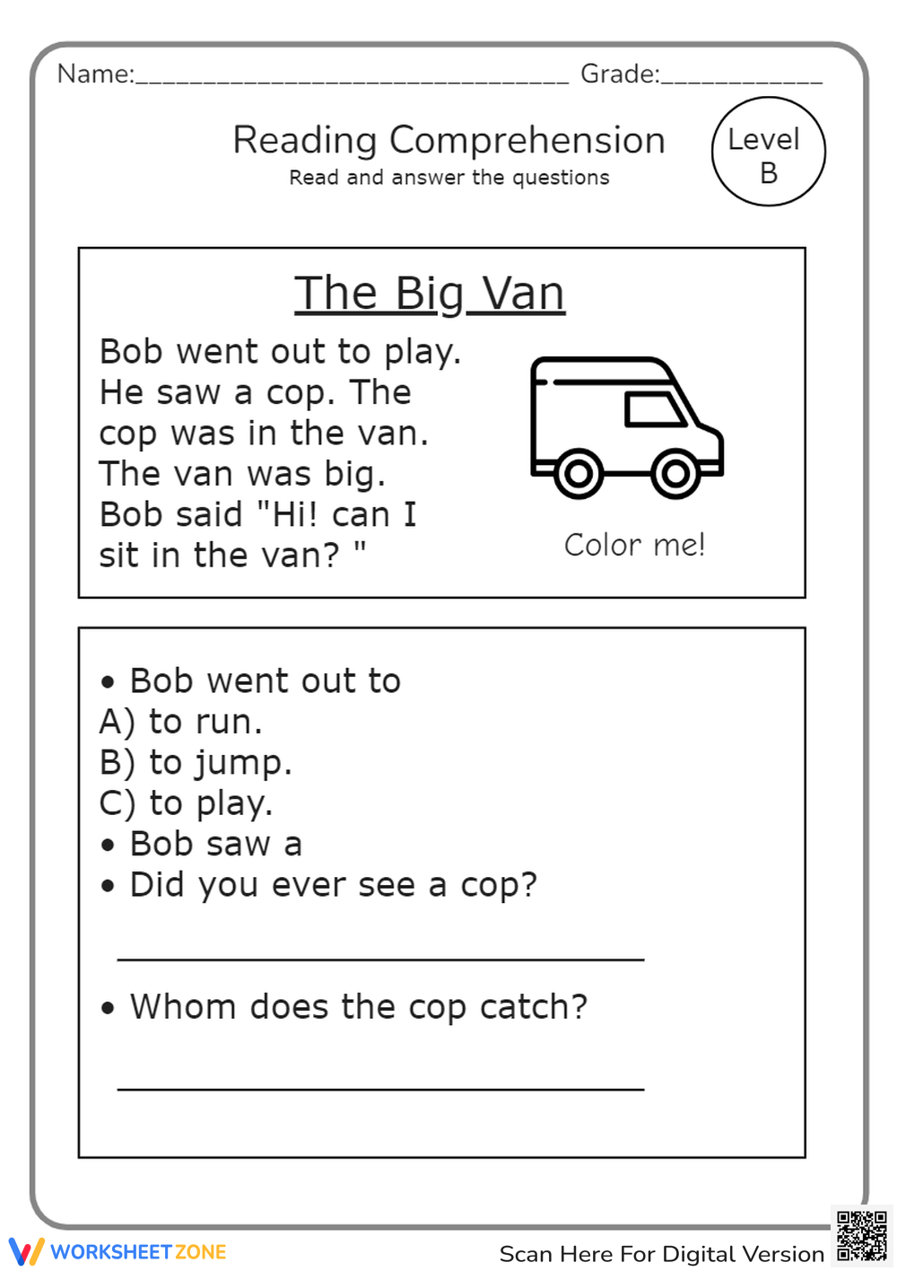 Kindergarten Level B Reading Comprehension Worksheets 2025