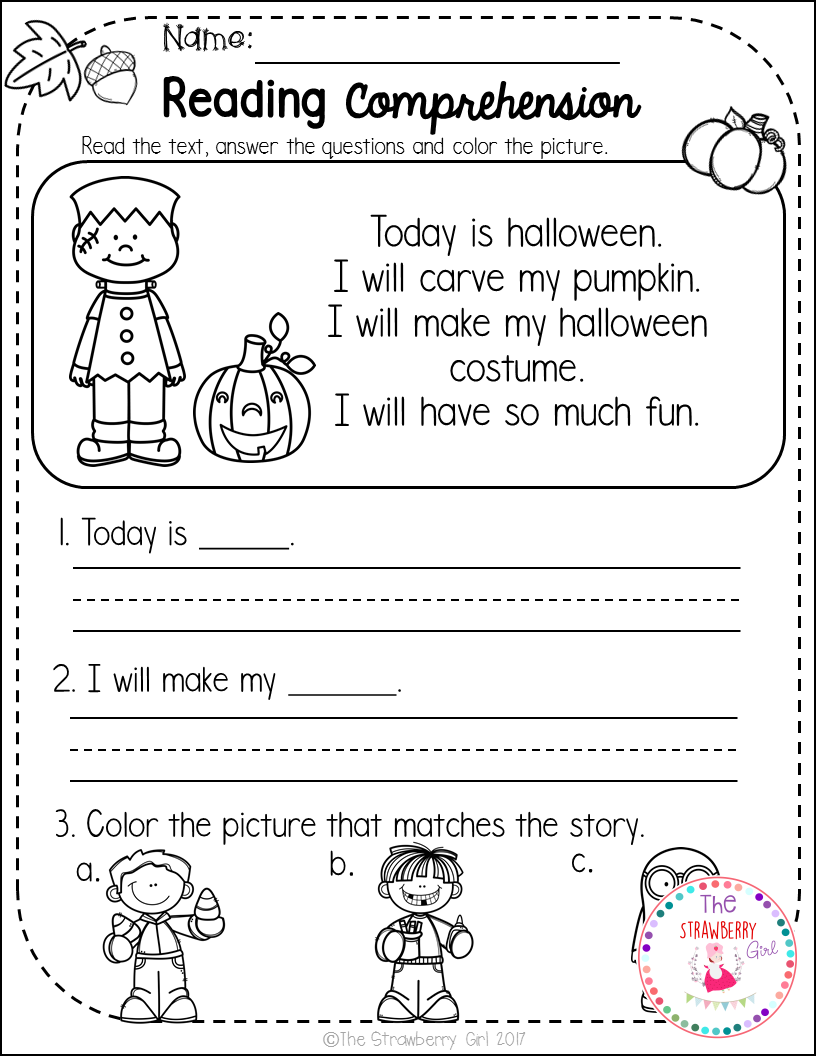 K-1 Reading Comprehension Worksheets