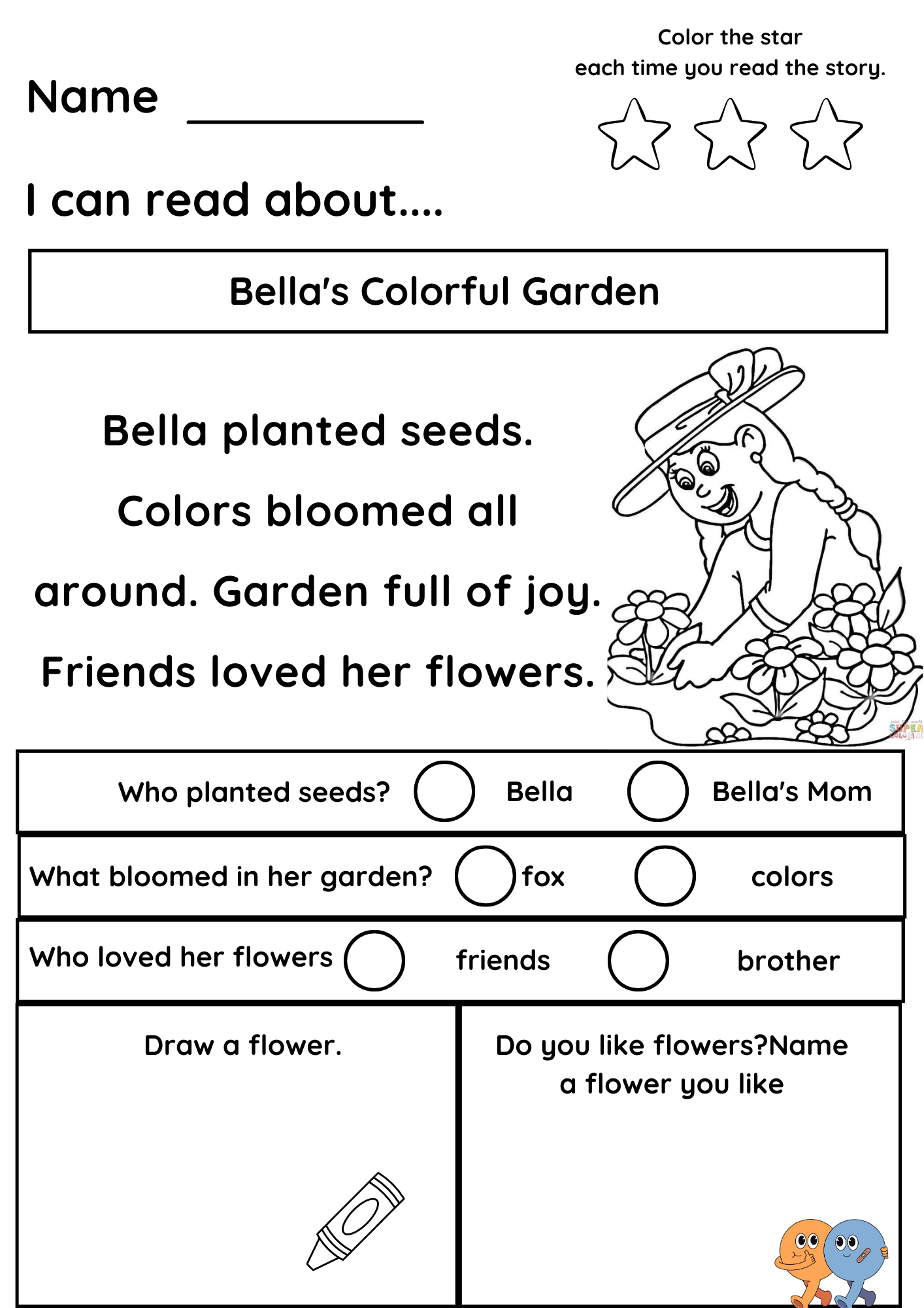 Reading Comprehension Worksheets For Kindergarten