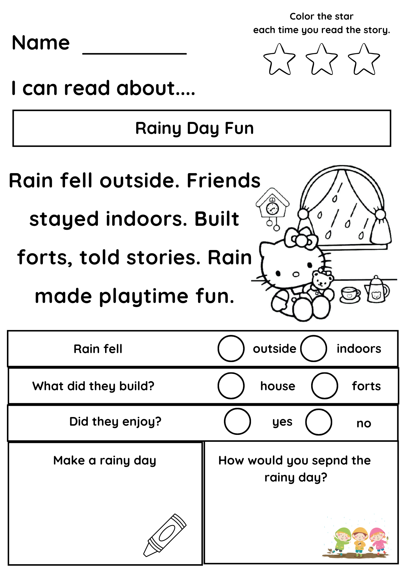 Free Kindergarten Reading Readiness Worksheets