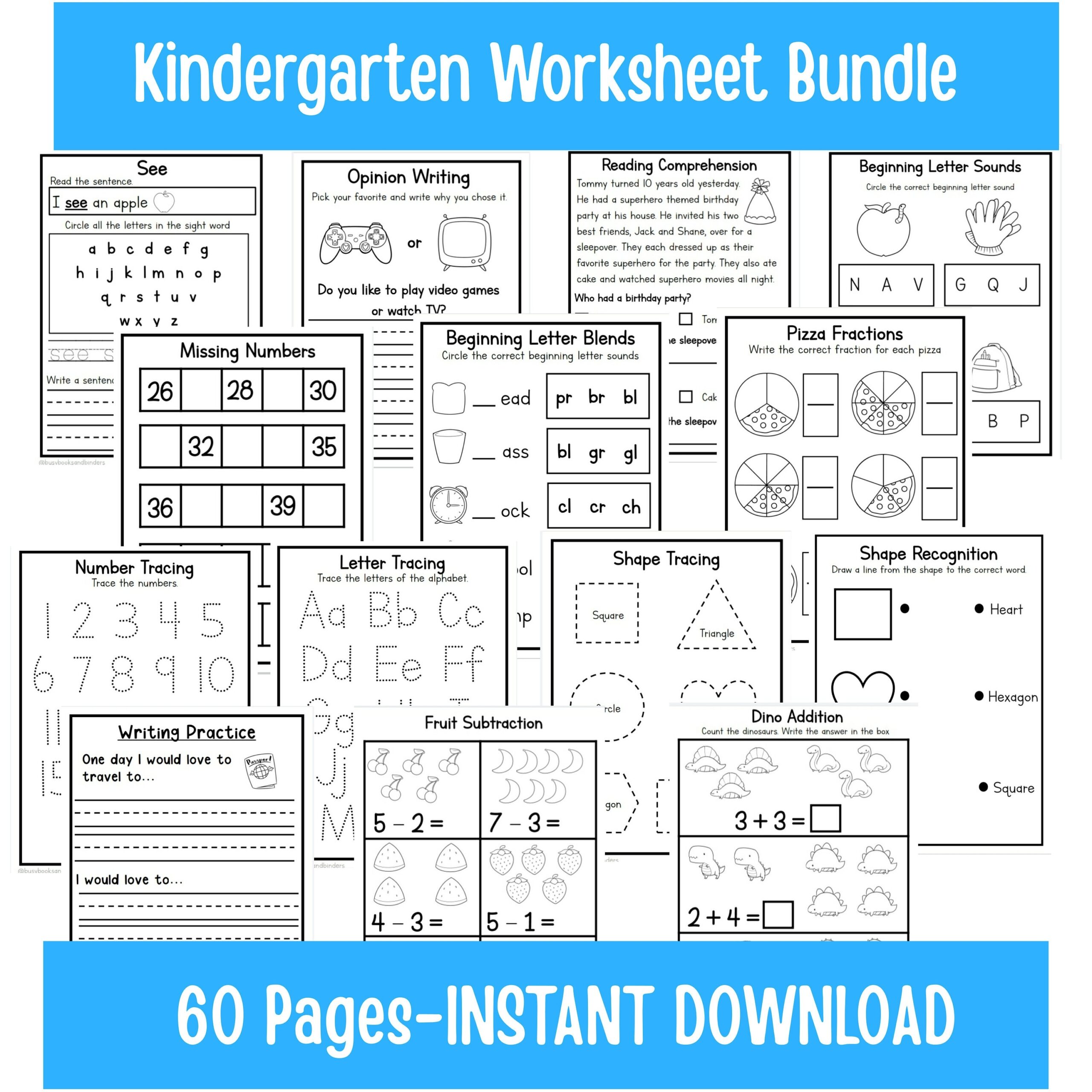 Kindergarten Worksheets Math And Reading