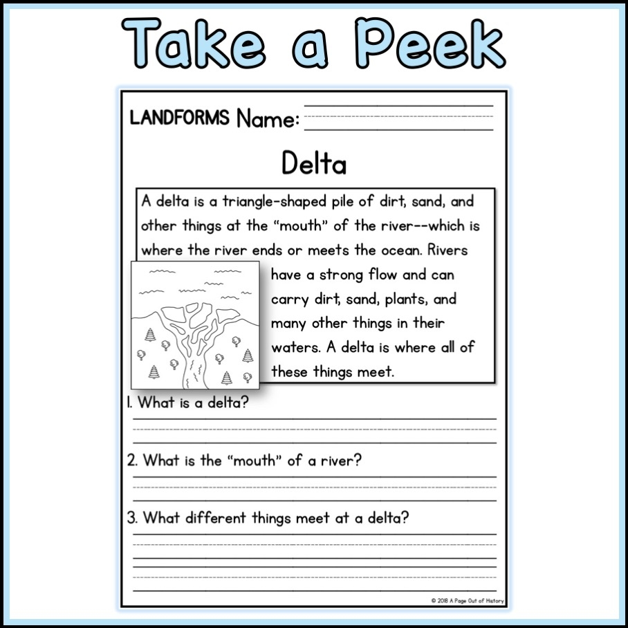Landforms Social Studies Science Reading Comprehension Passages K Worksheets Library