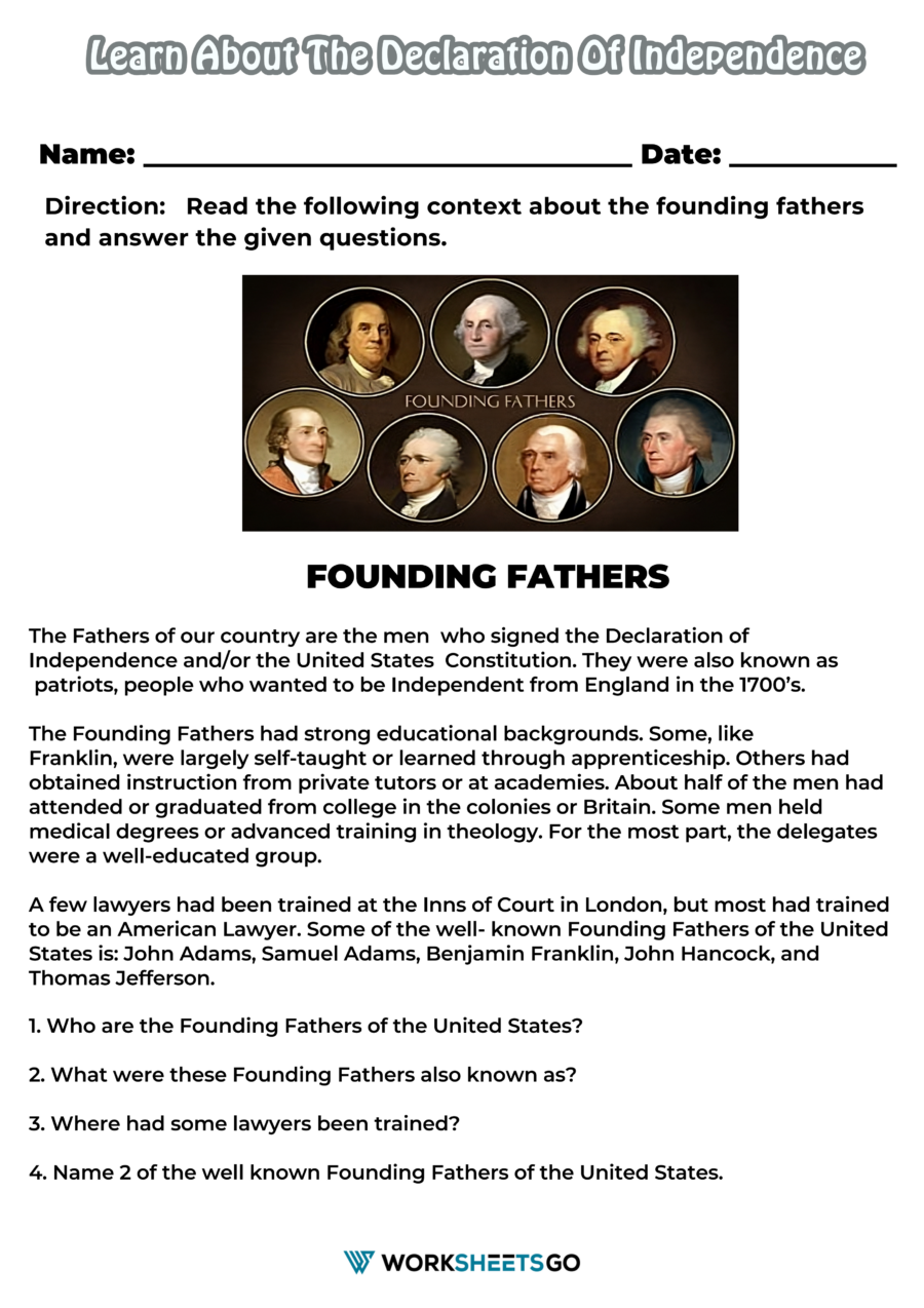 Learn About The Declaration Of Independence Worksheets WorksheetsGO