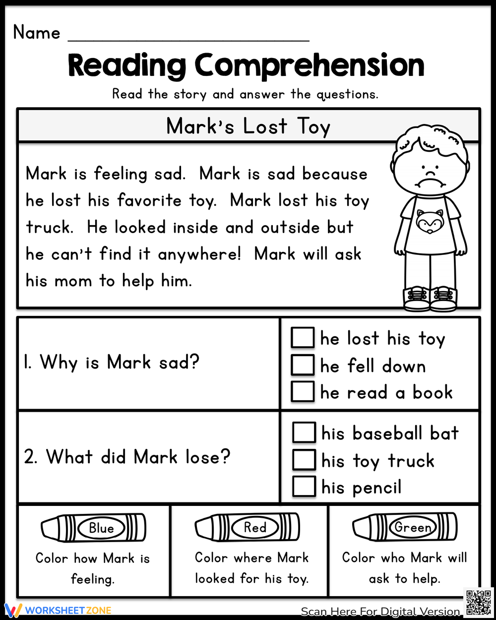 Level A Reading Comprehension Worksheets 2025