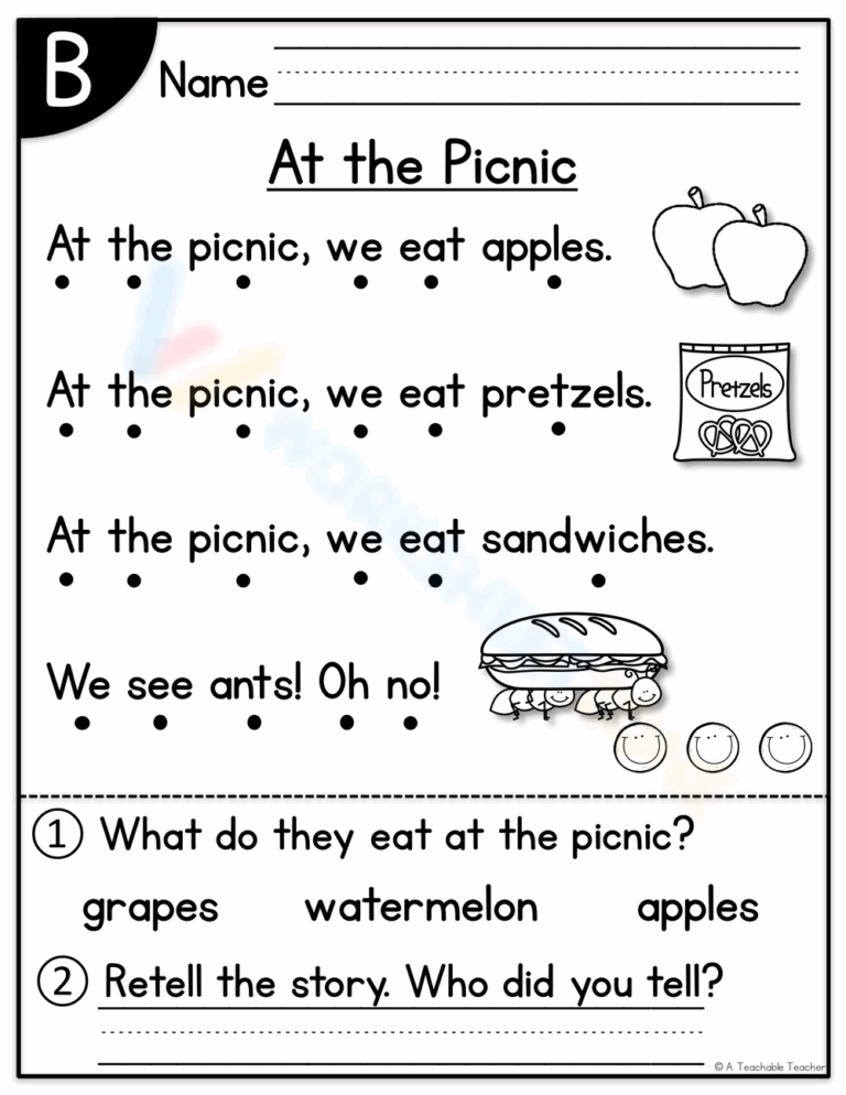 Level B Reading Comprehension Worksheets 2025