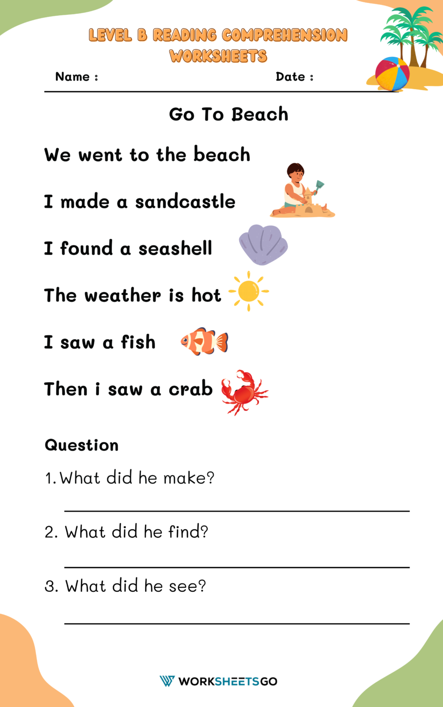 Level 1 Reading Comprehension Worksheets