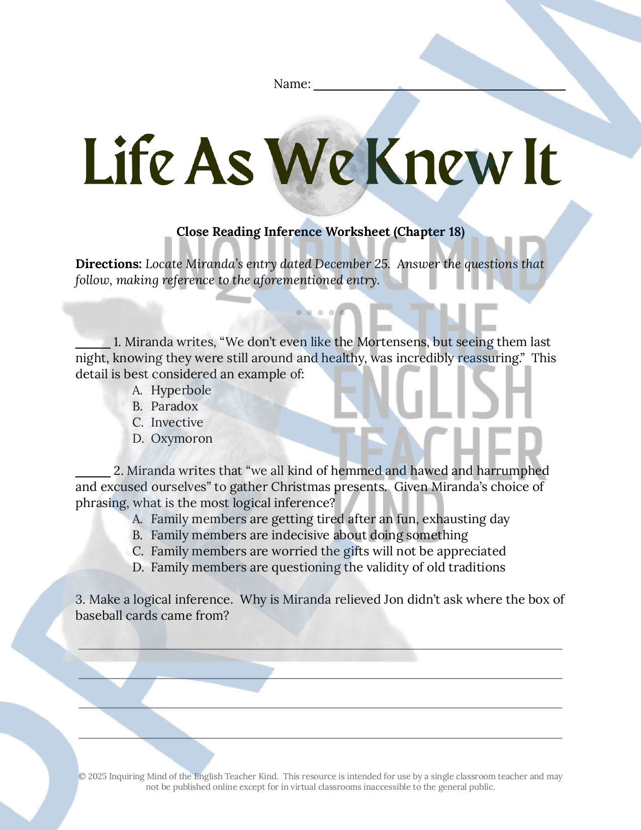 Free Printable Reading Inference Worksheets