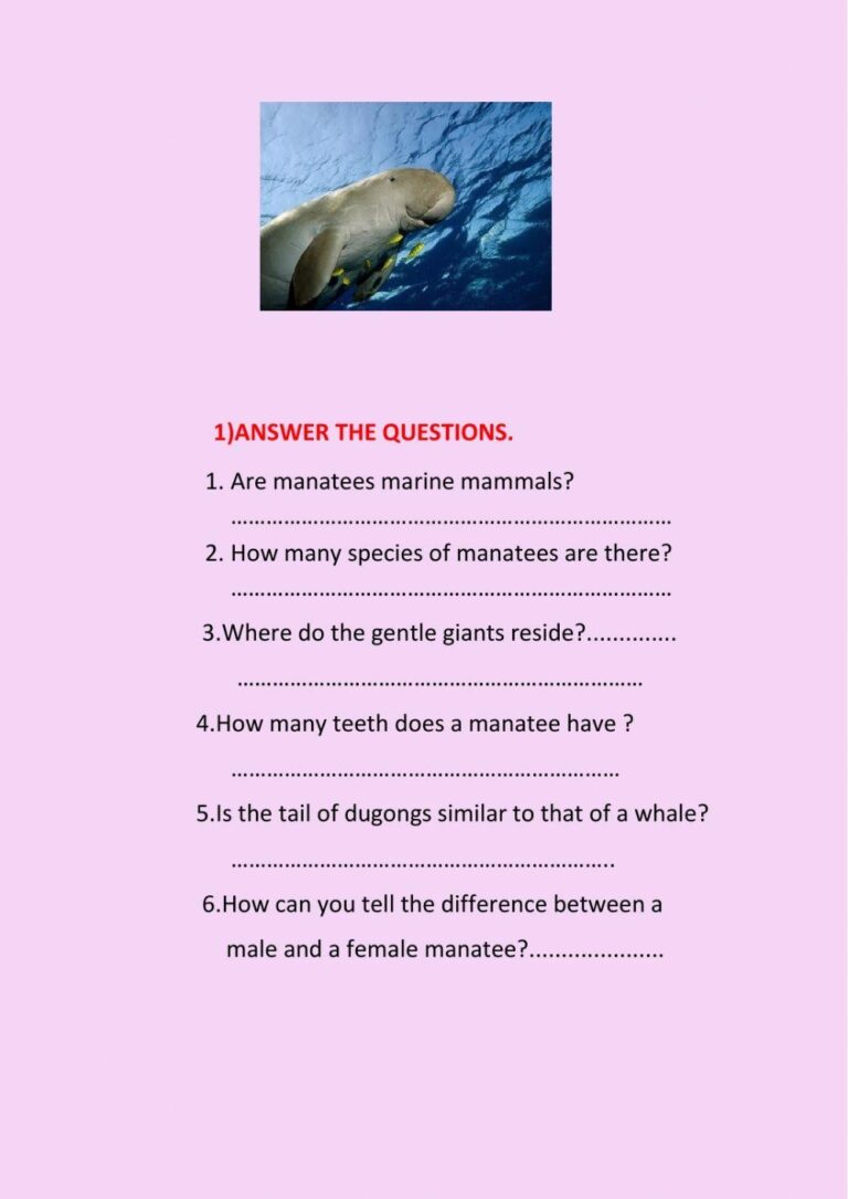 Literacy Endangered Species Manatee Worksheet PrimaryLeap co uk Worksheets Library