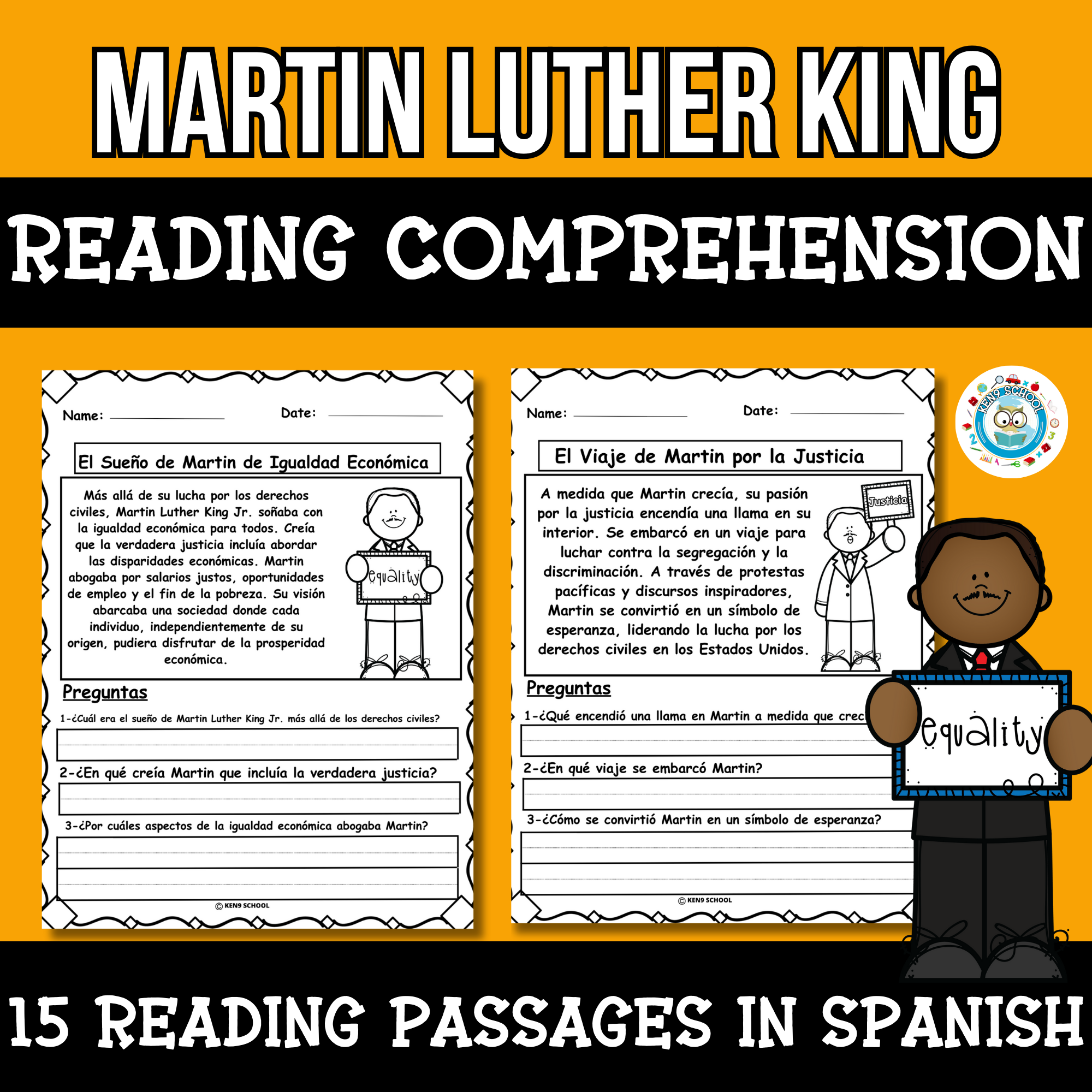 Martin Luther King Jr Reading Comprehension Passages And Questions In Spanish Made By Teachers