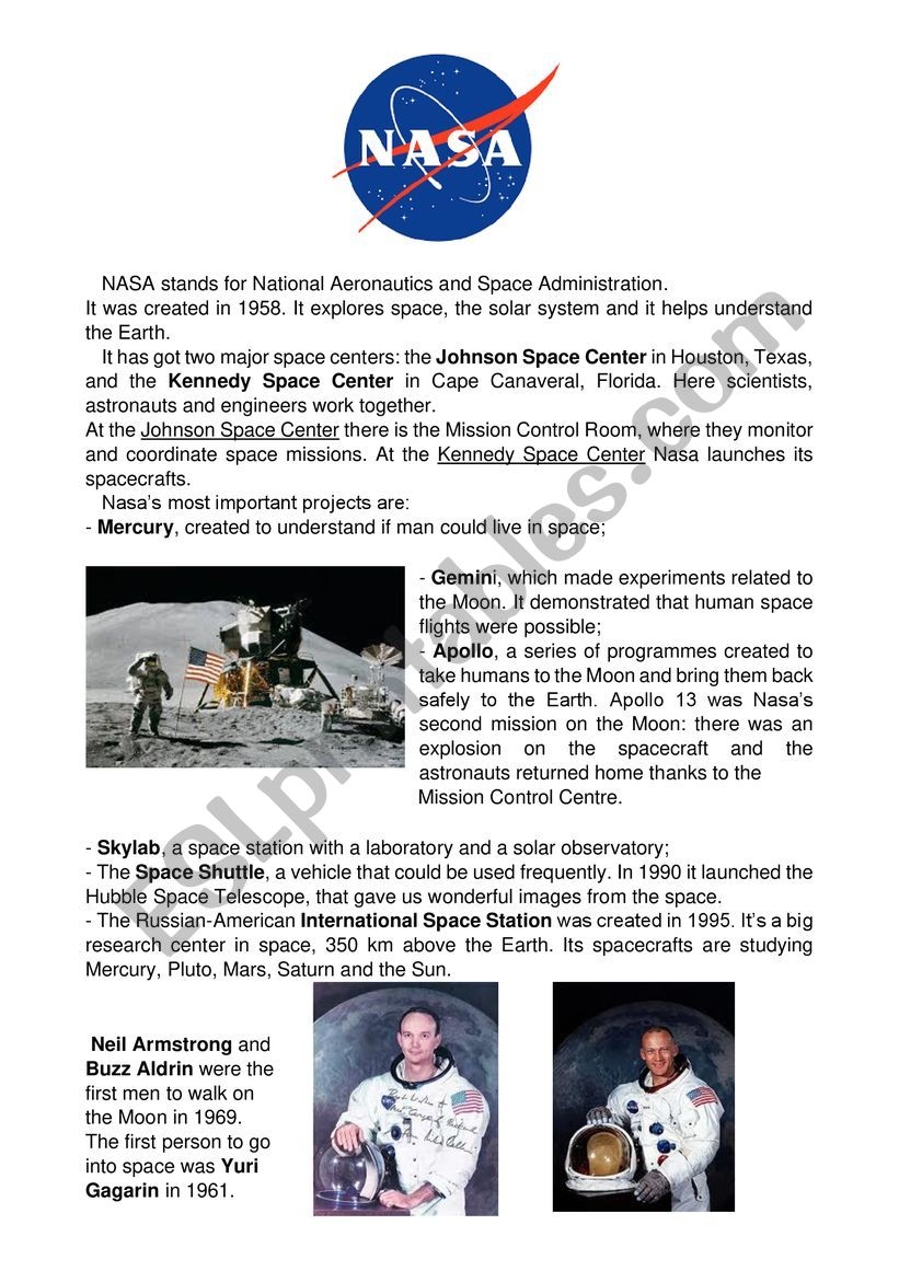 Nasa Reading Comprehension ESL Worksheet By Romanom