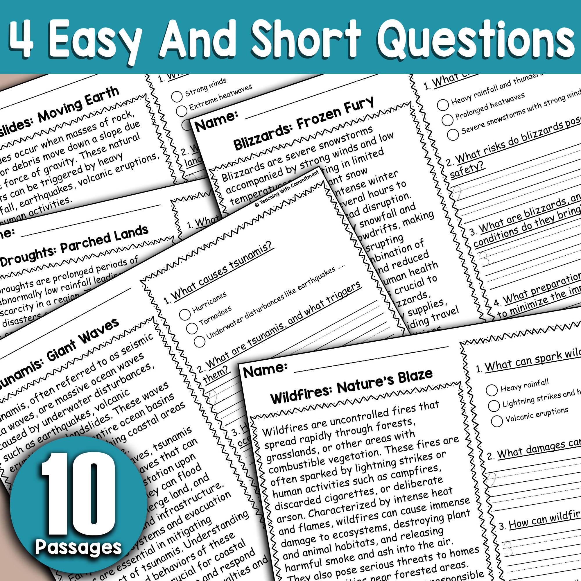 Natural Disasters Reading Comprehension Worksheets Pdf