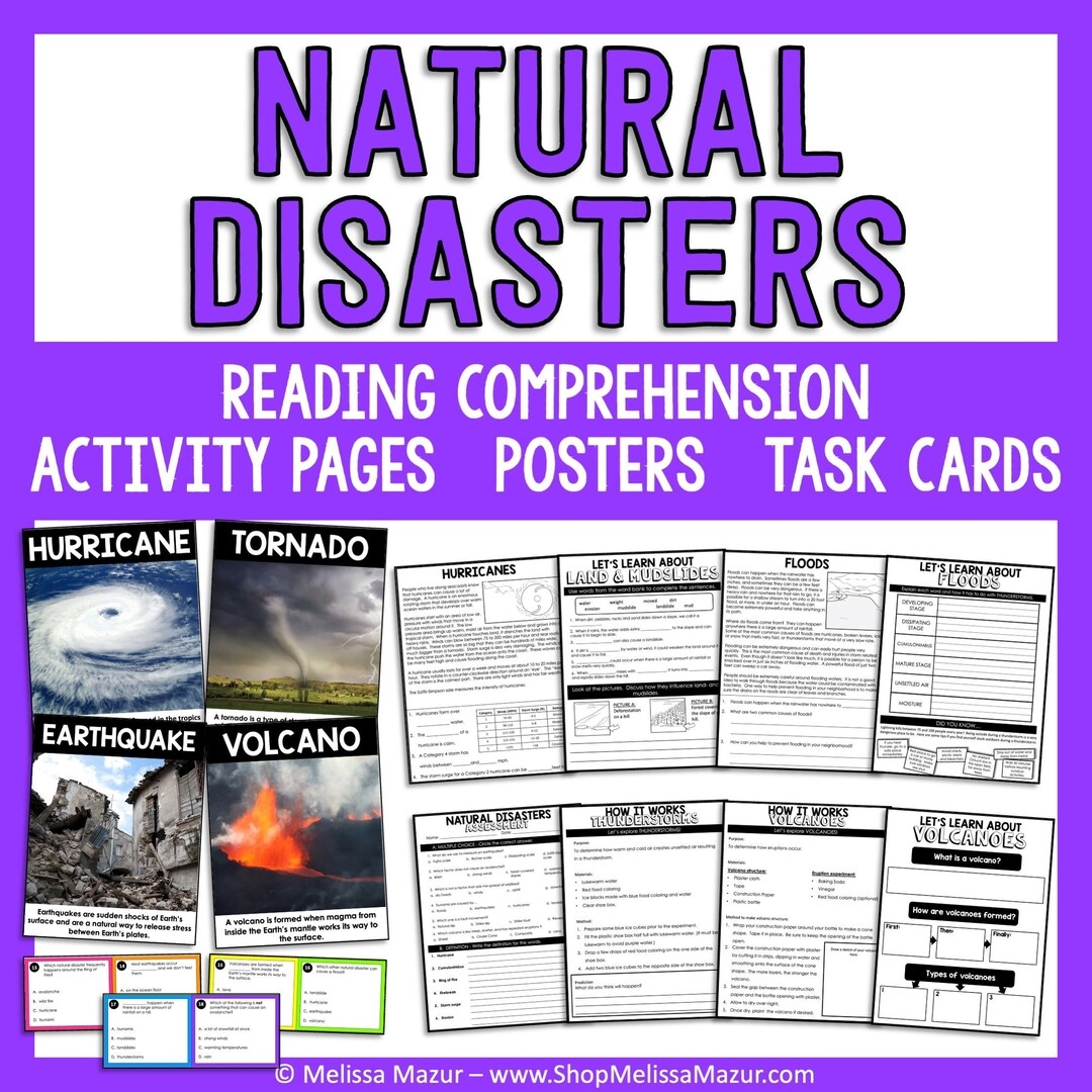 Natural Disasters Science Unit Science Reading Passages Task Cards And Posters Homeschool Worksheets Printables Etsy