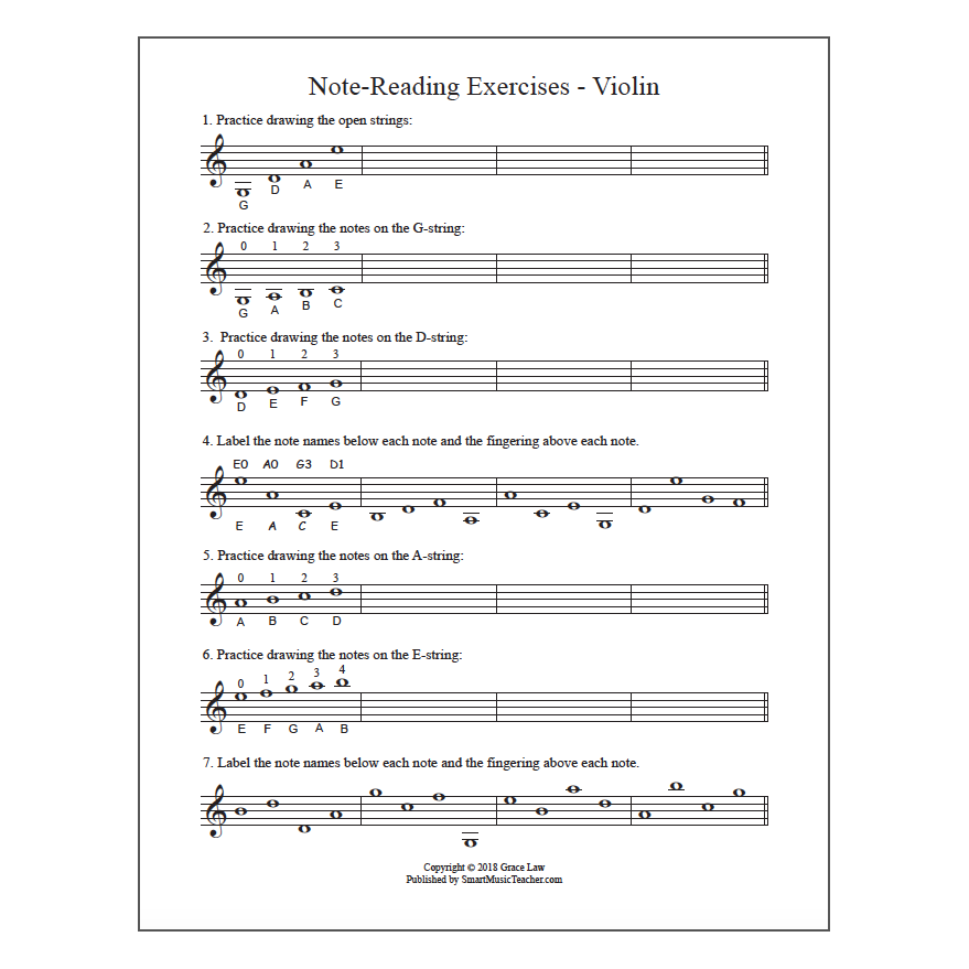Note Reading For Strings Handout And Worksheets Smart String Teacher
