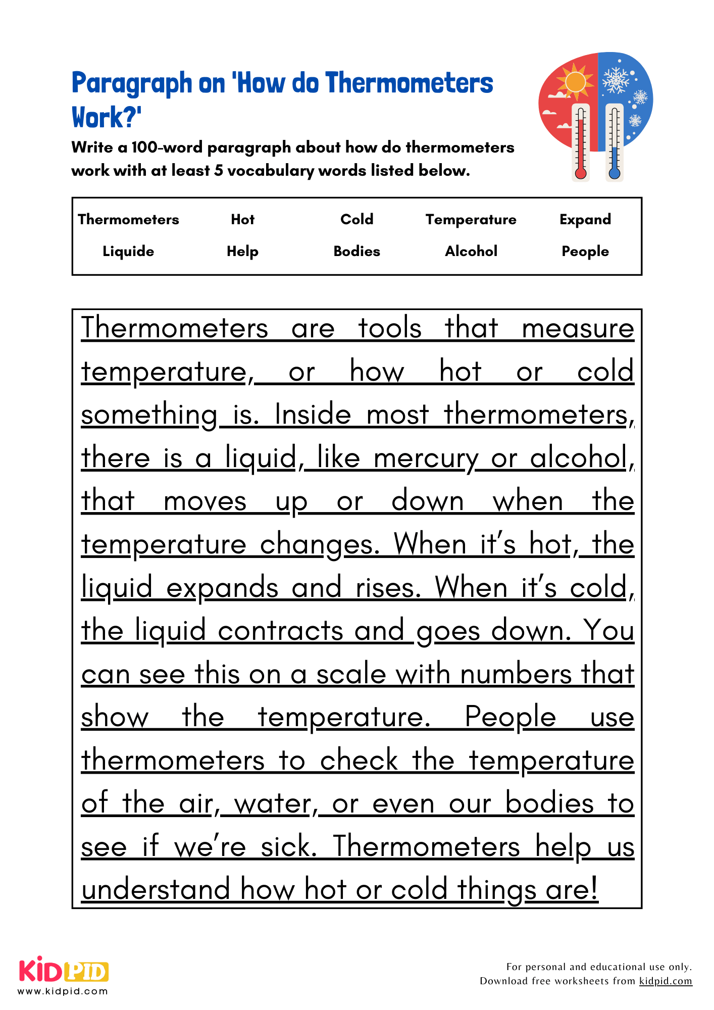 Free Printable Reading A Thermometer Worksheet