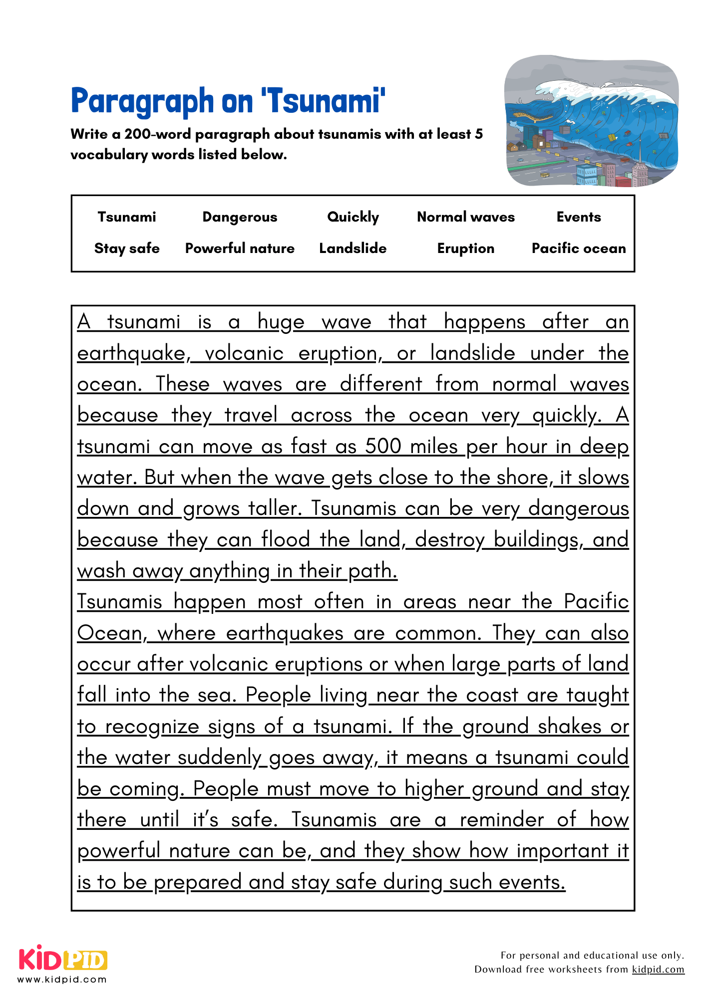 Paragraph On Tsunami Kidpid