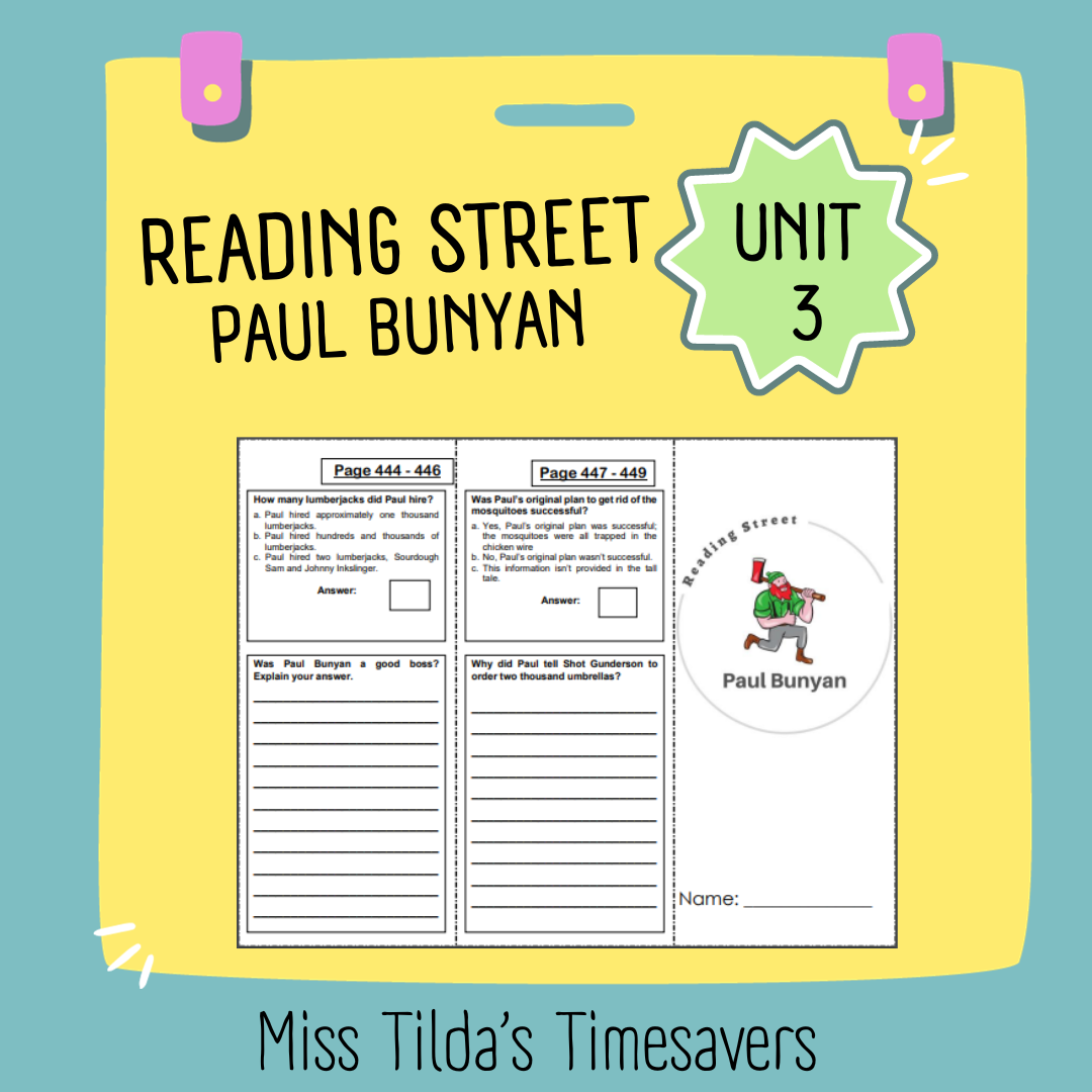 Paul Bunyan Reading Comprehension Worksheet