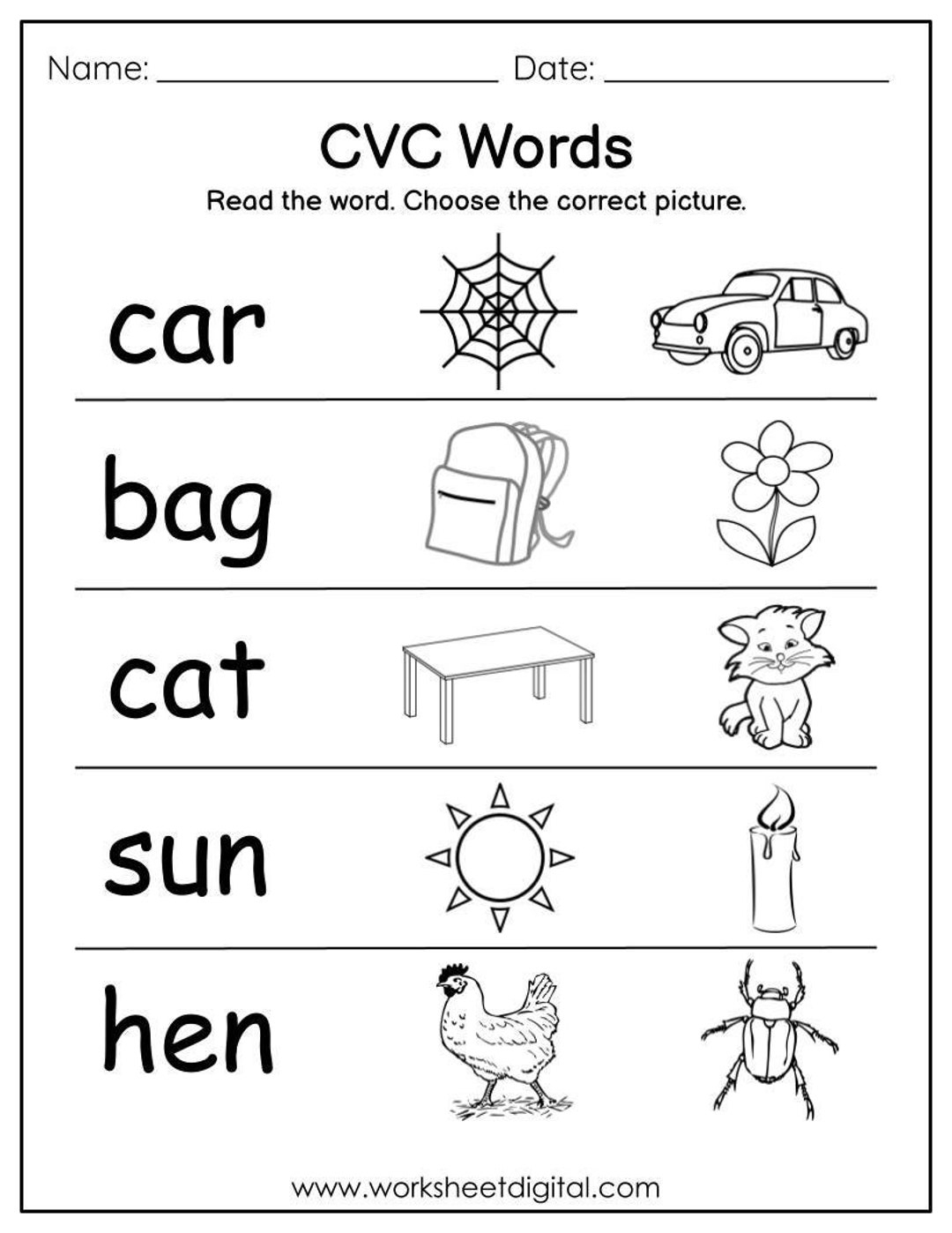 Reading Cvc Words Worksheets For Kindergarten