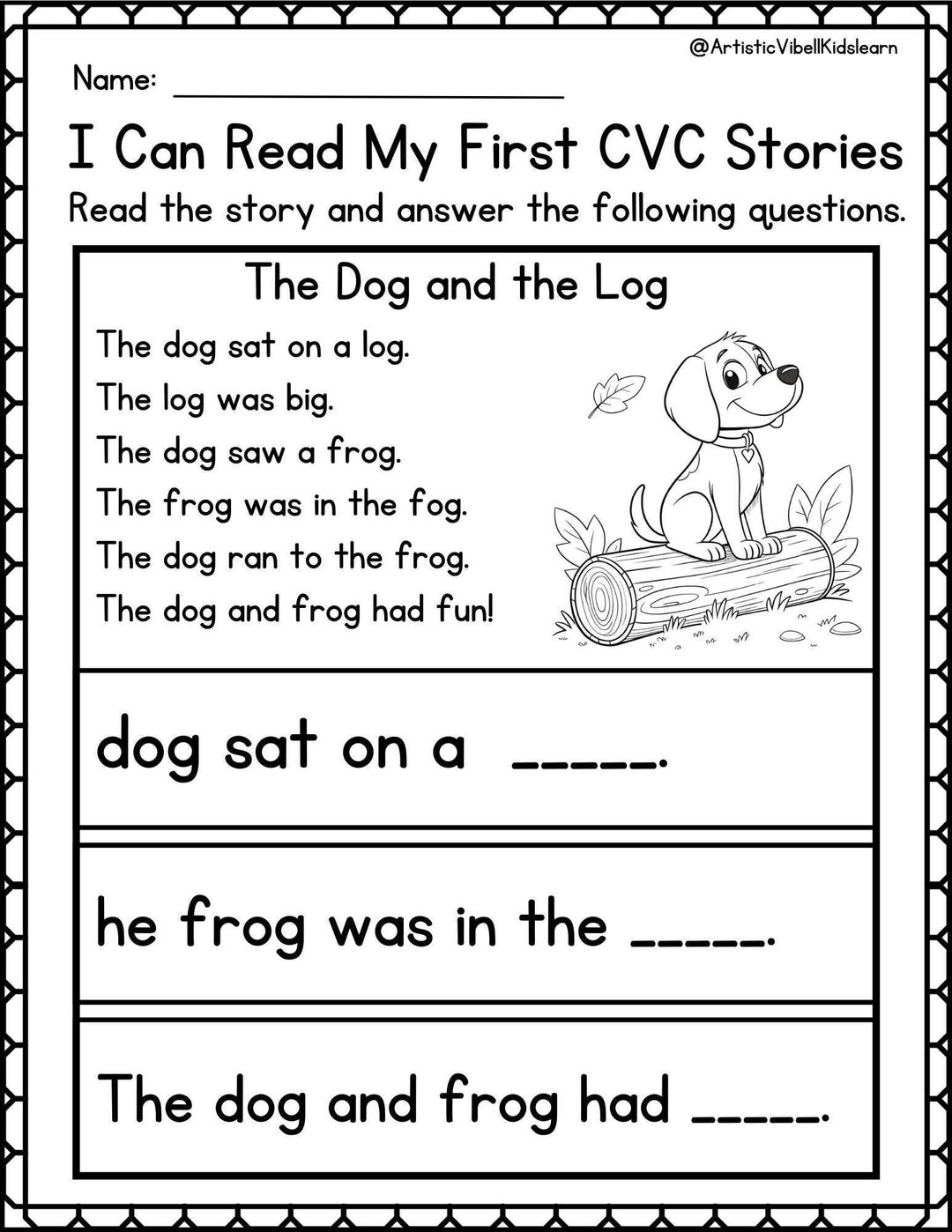 Phonics Worksheets My First CVC Sentences For Kindergarten And First Grade CVC Reading Stories Read And Draw Pages Etsy