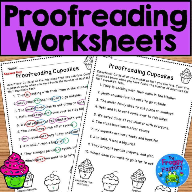 Proofreading Worksheets Editing Practice Classful