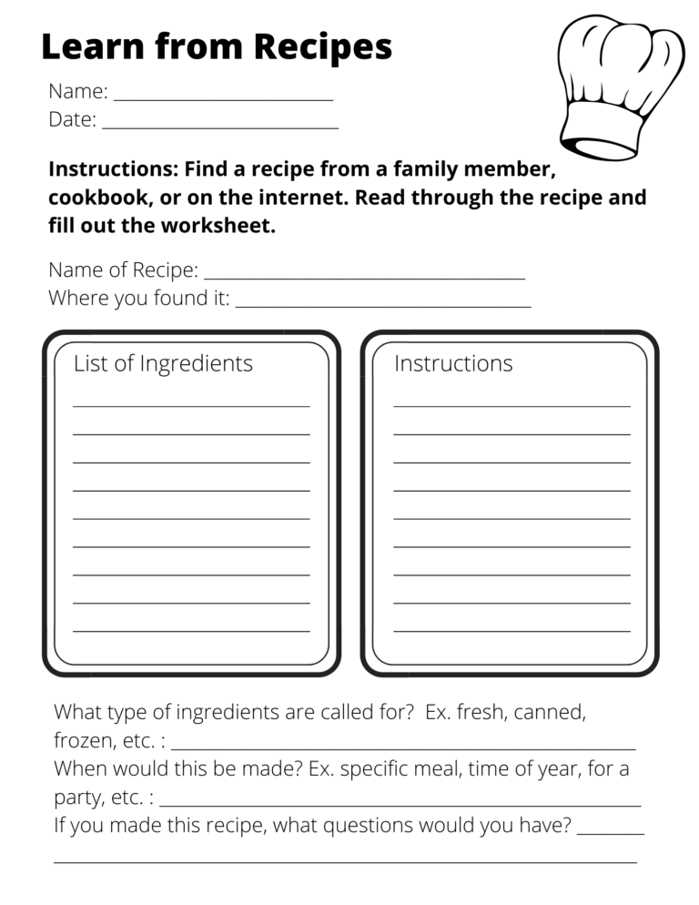 Reading A Recipe Worksheets 15 Worksheets Worksheets Library