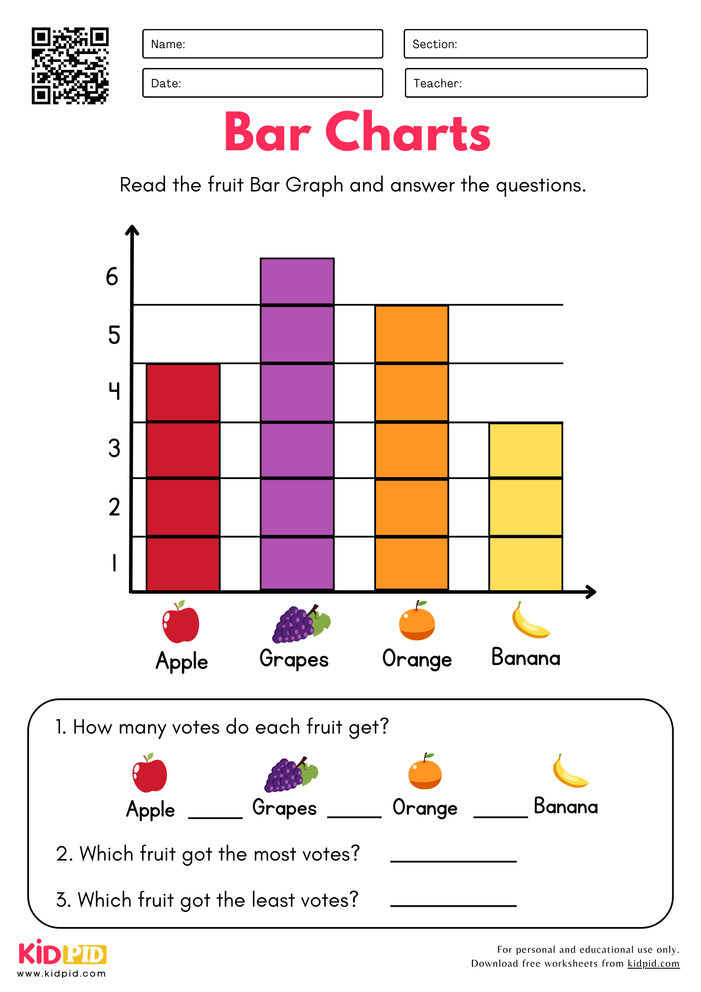 Reading Bar Charts Worksheet For Grade 1 Kidpid
