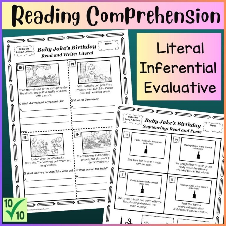 Reading Comprehension Differentiated Literal Inference Evaluative