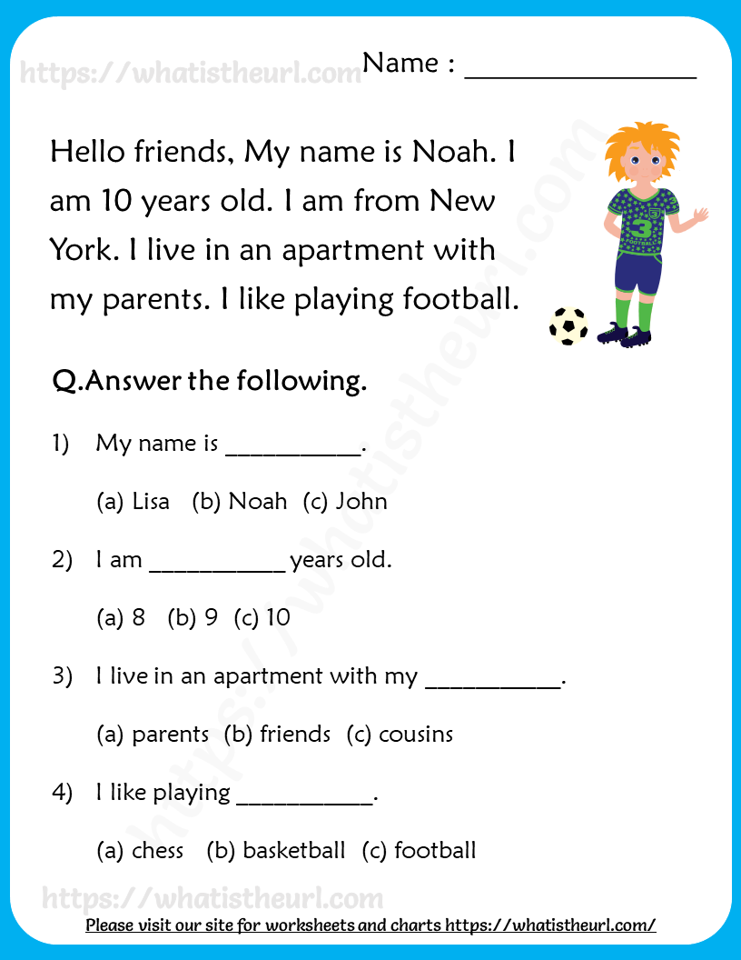 Football Reading Comprehension Worksheets