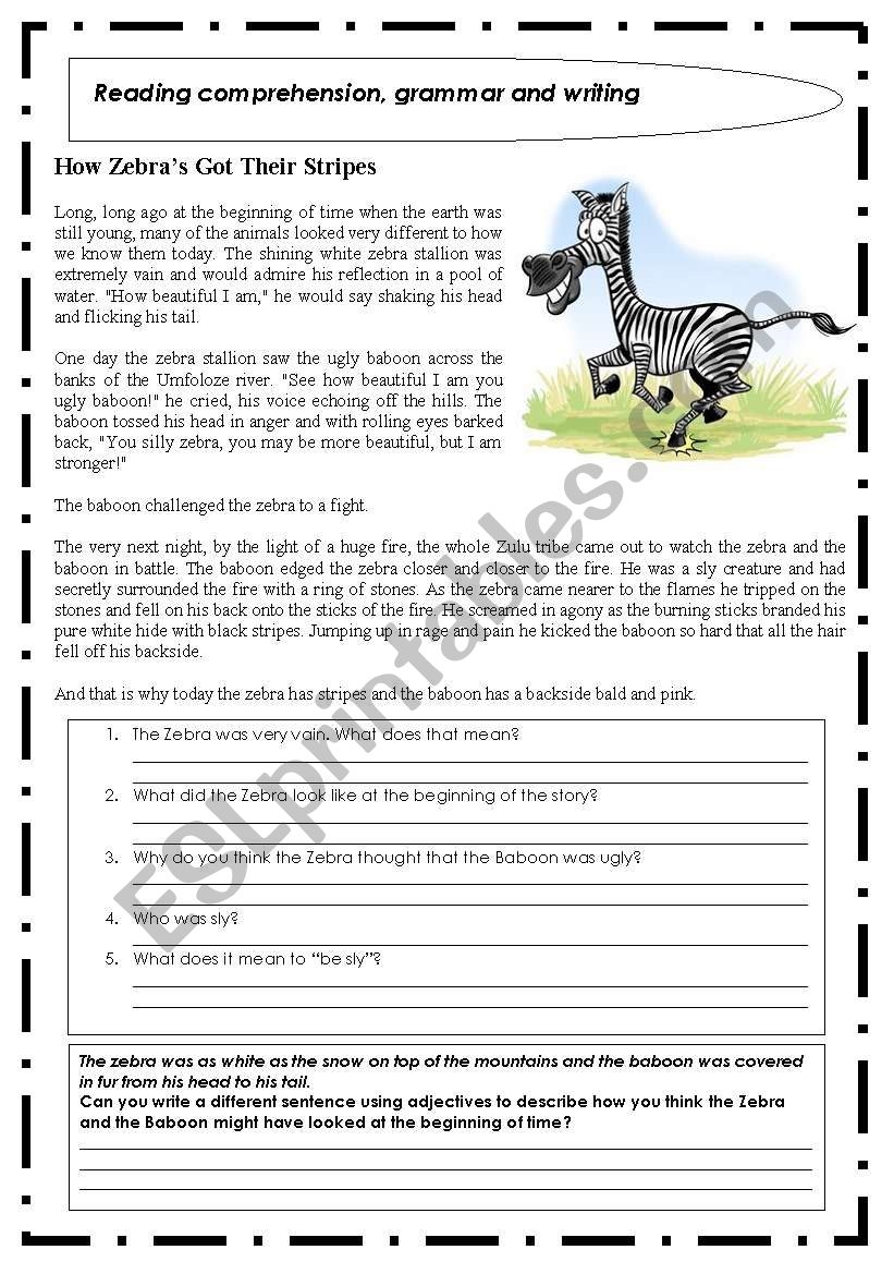 Reading Comprehension Grammar And Writing Exercise ESL Worksheet By Cheezels