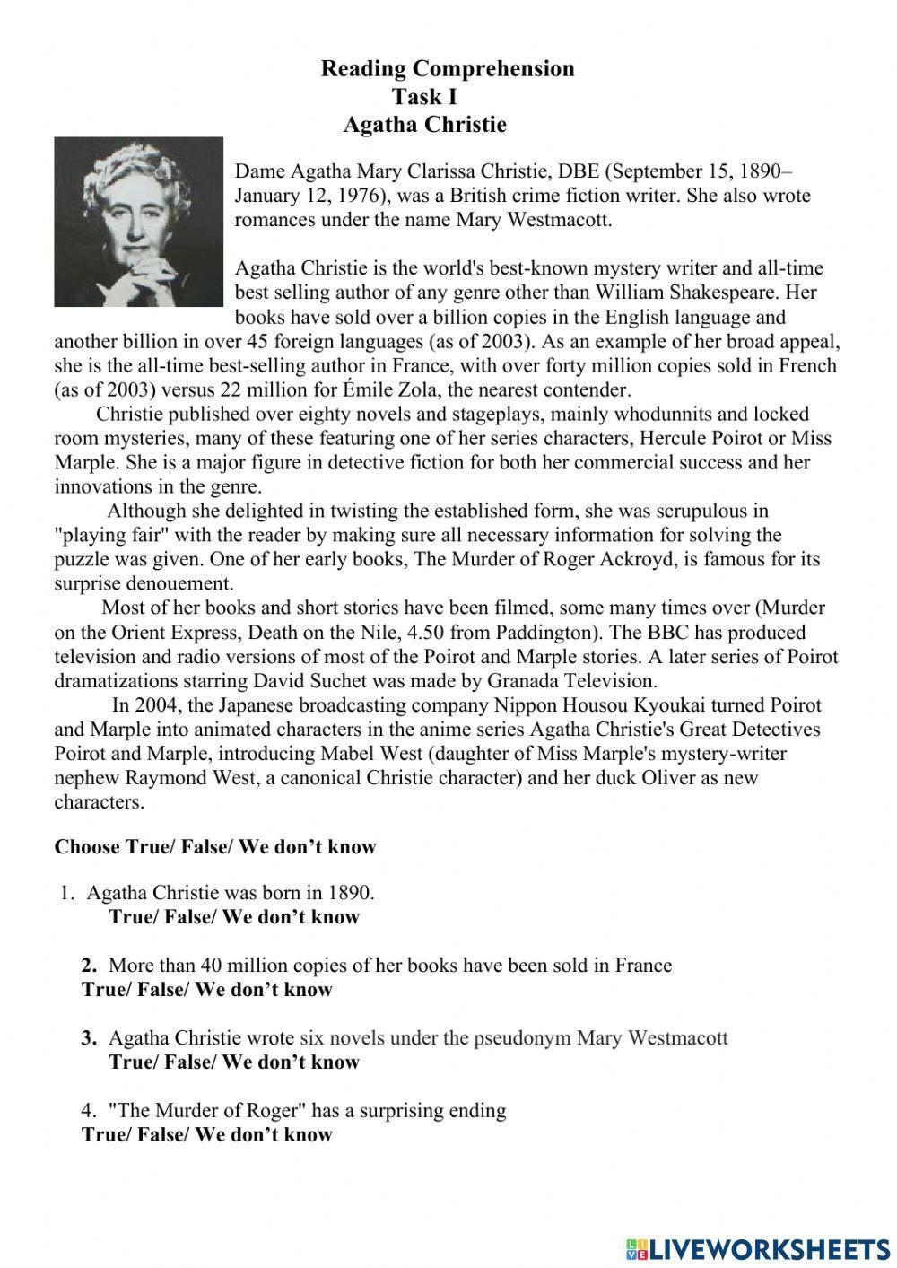 Reading Comprehension Julia Live Worksheets Worksheets Library
