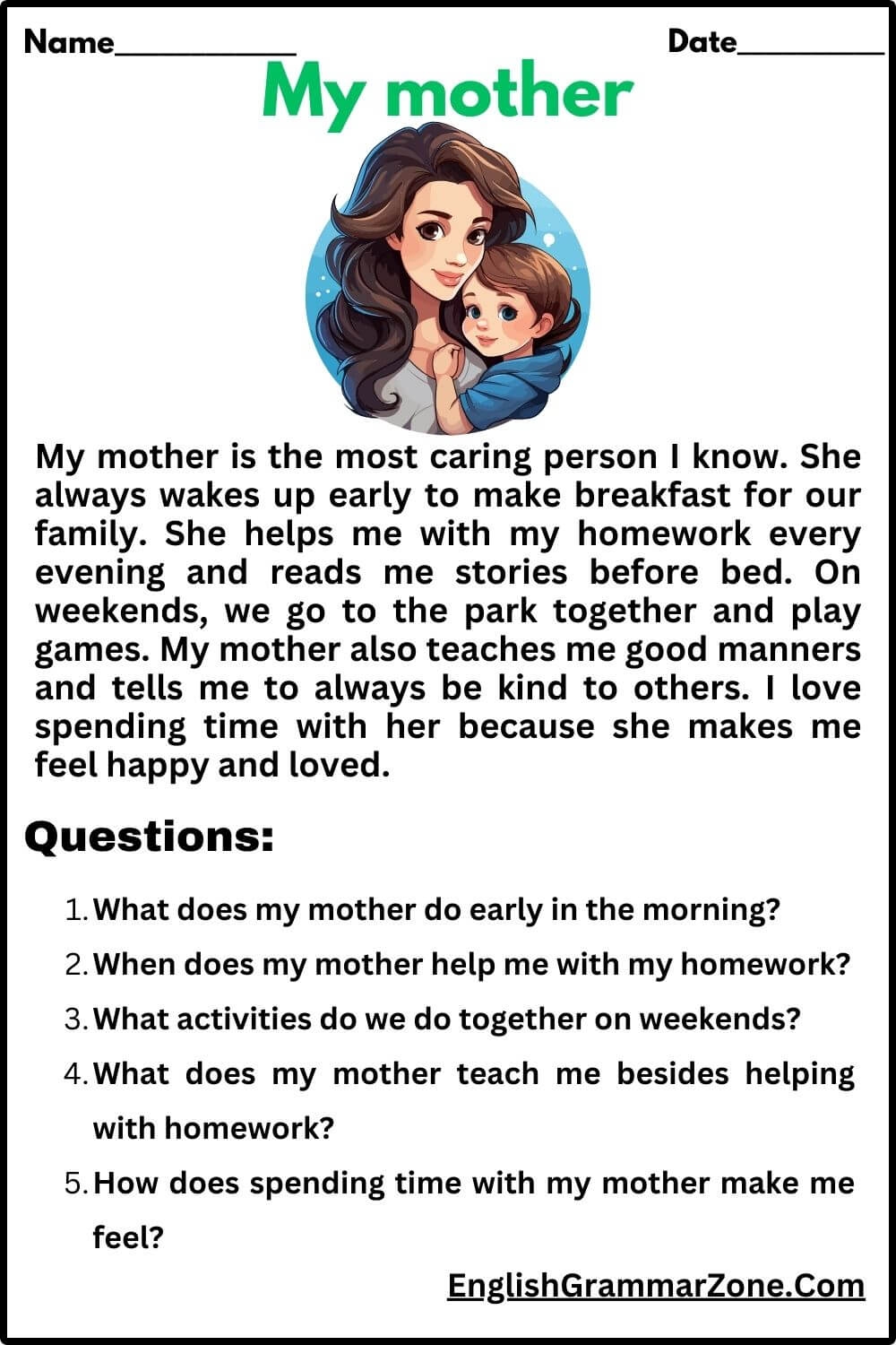 Reading Comprehension Worksheets With Answer Key