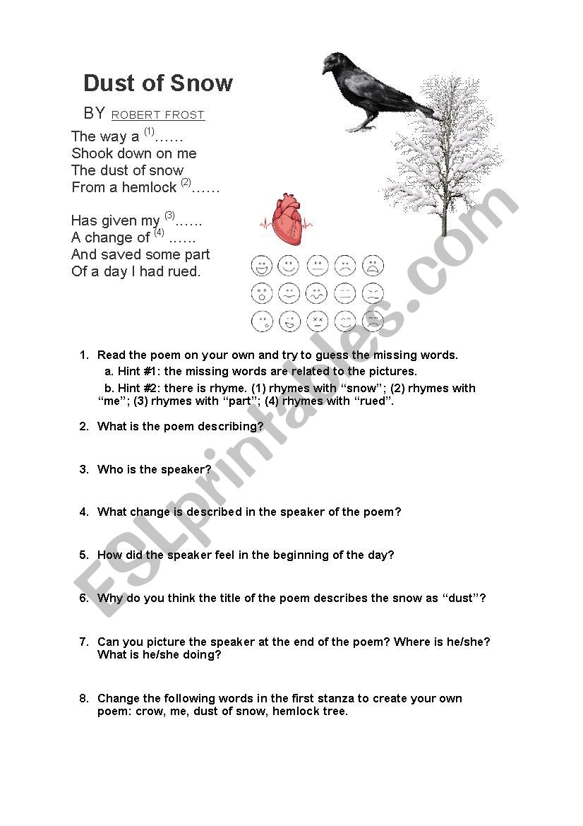 Reading Comprehension Of A Poem By Robert Frost ESL Worksheet By 