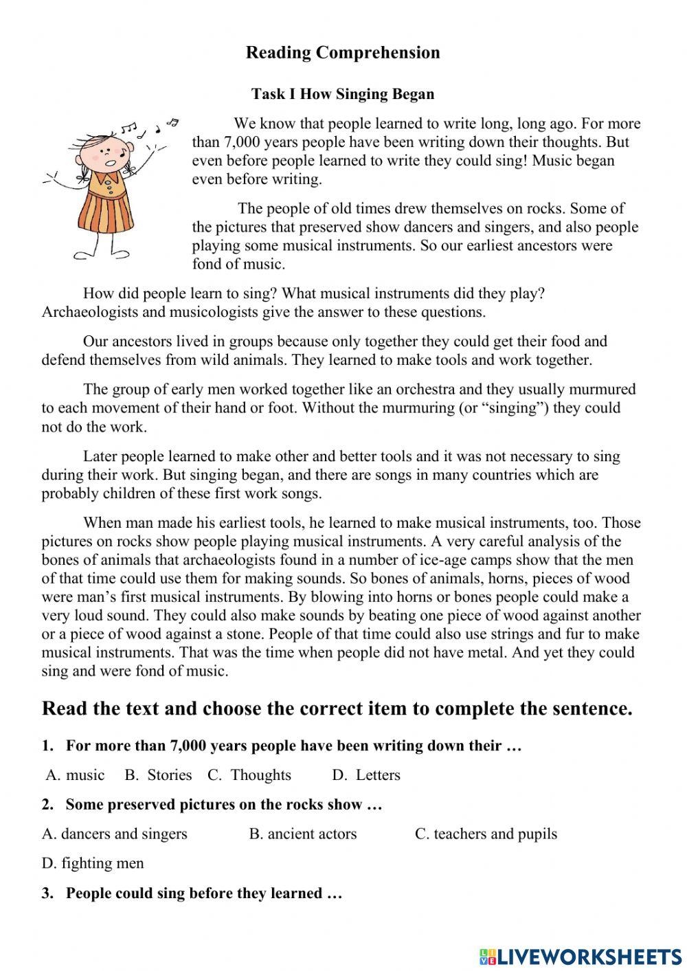 Reading Comprehension Worksheets 8th Grade Free