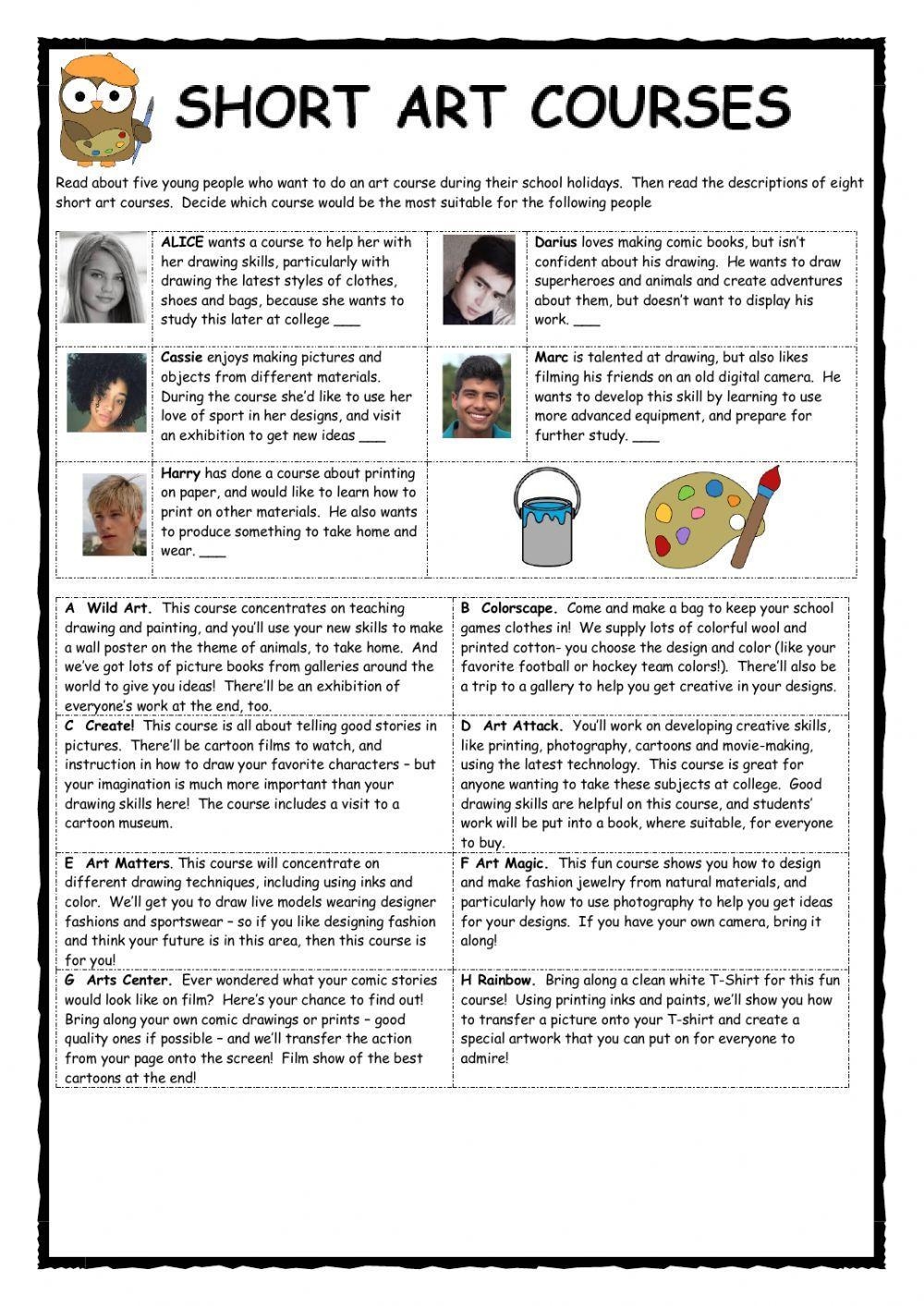 Reading Comprehension Painting Pictures By Linda Owens Worksheet Worksheets Library