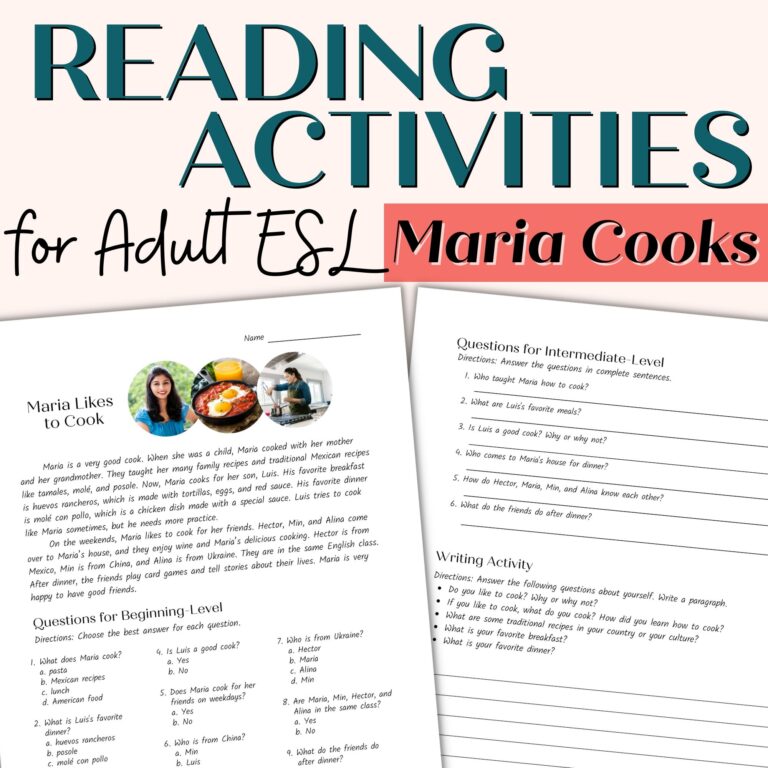 Reading Comprehension Passage For Beginner And Intermediate Adult